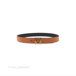 Loewe Anagram Buckle Tan Black Calfskin Reversible Belt Size 75