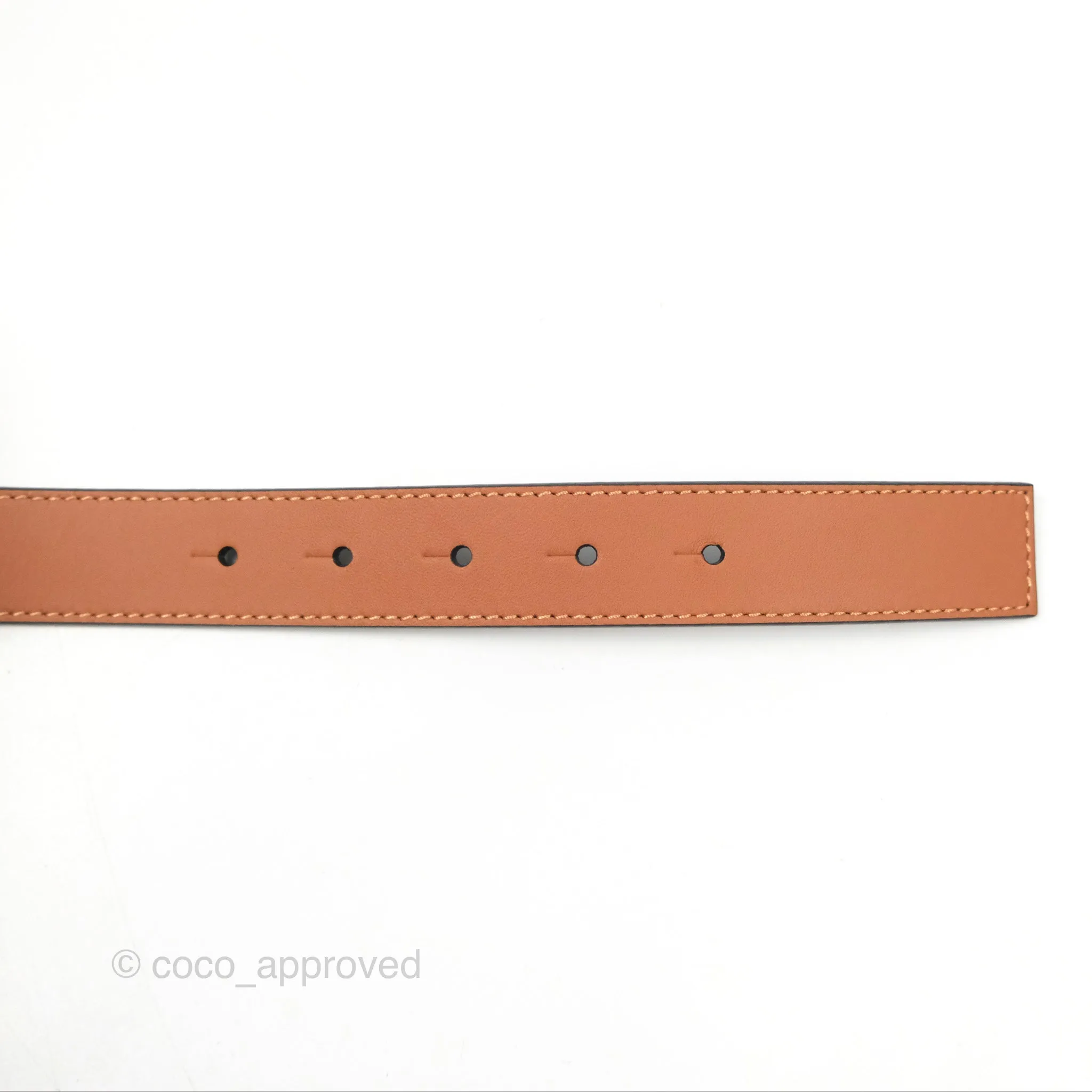 Loewe Anagram Buckle Tan Black Calfskin Reversible Belt Size 75