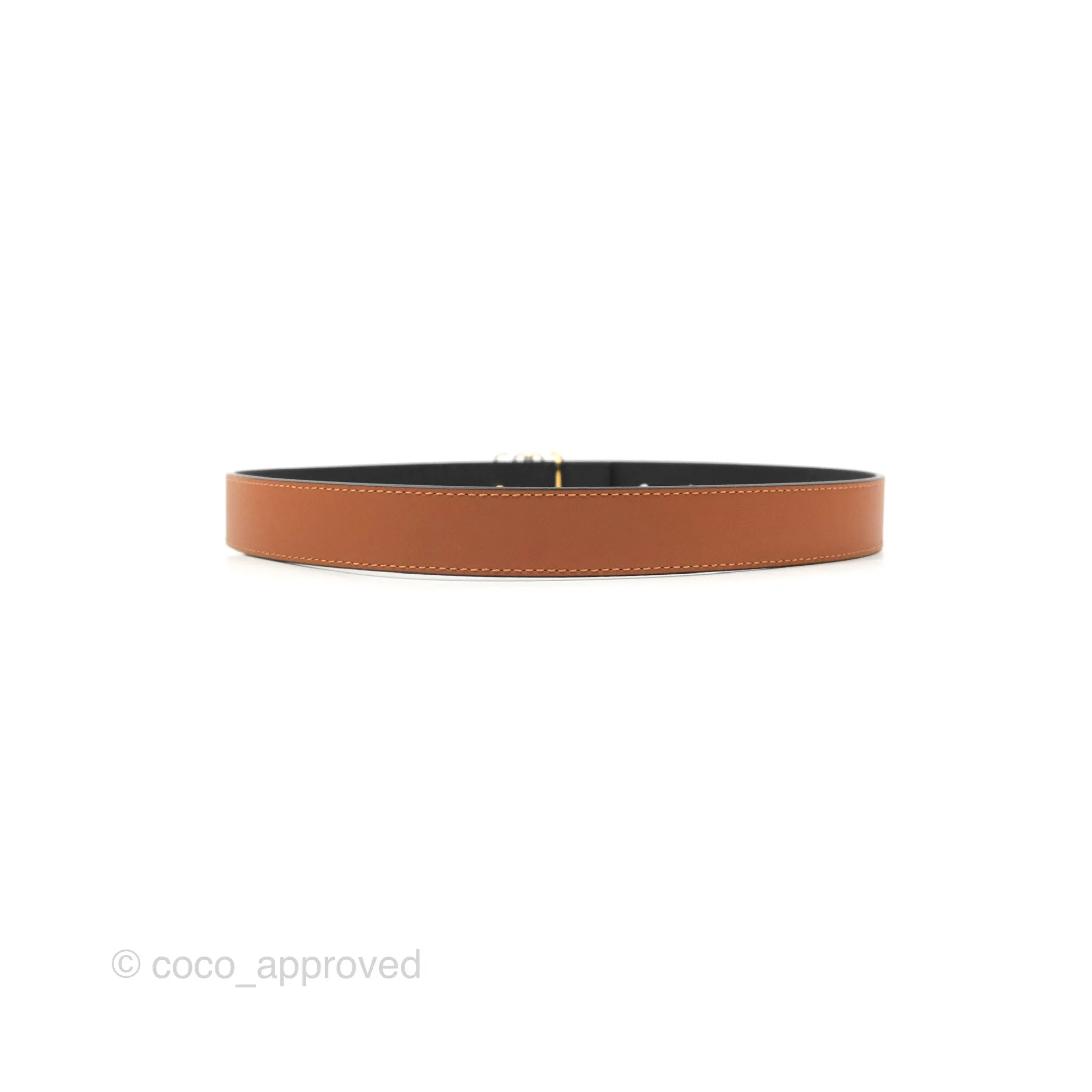 Loewe Anagram Buckle Tan Black Calfskin Reversible Belt Size 75