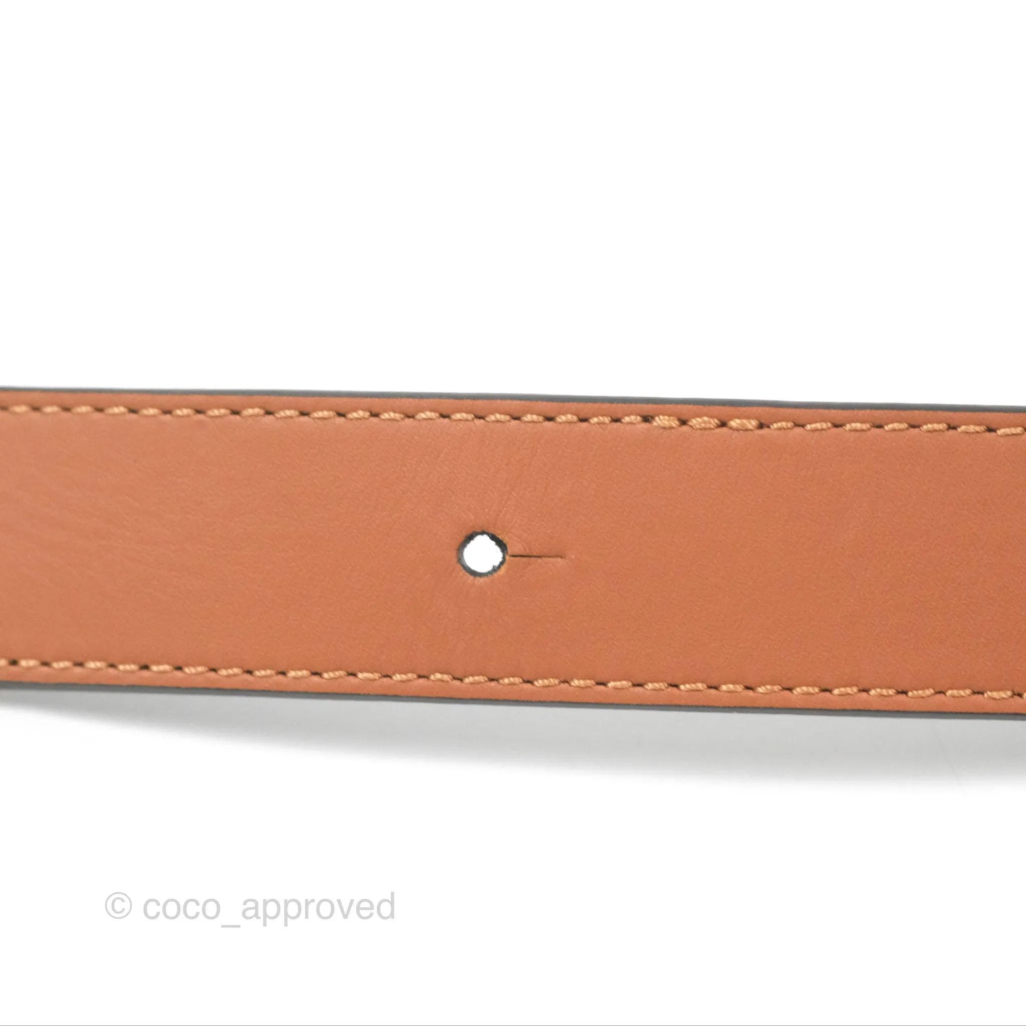 Loewe Anagram Buckle Tan Black Calfskin Reversible Belt Size 75
