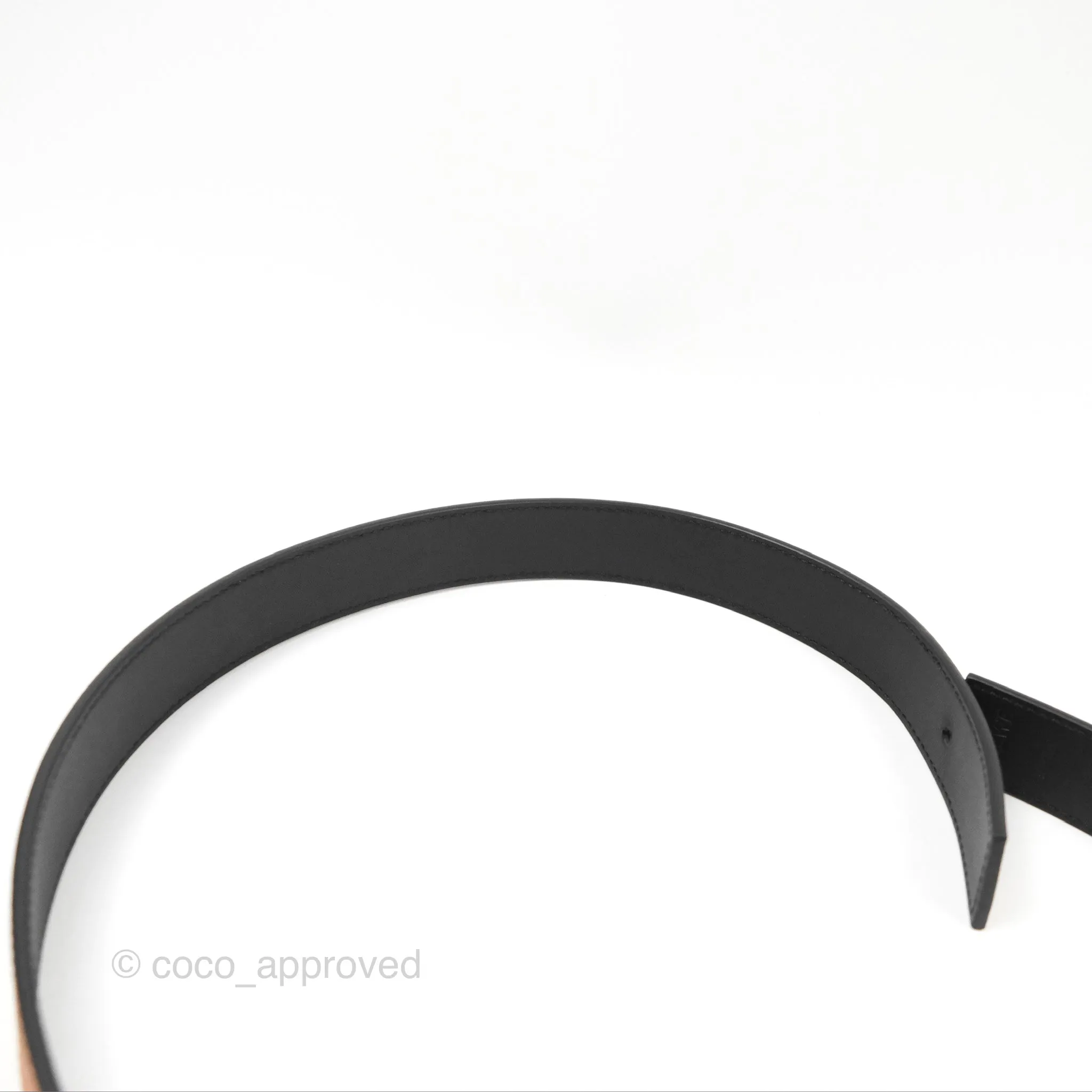 Loewe Anagram Buckle Tan Black Calfskin Reversible Belt Size 75