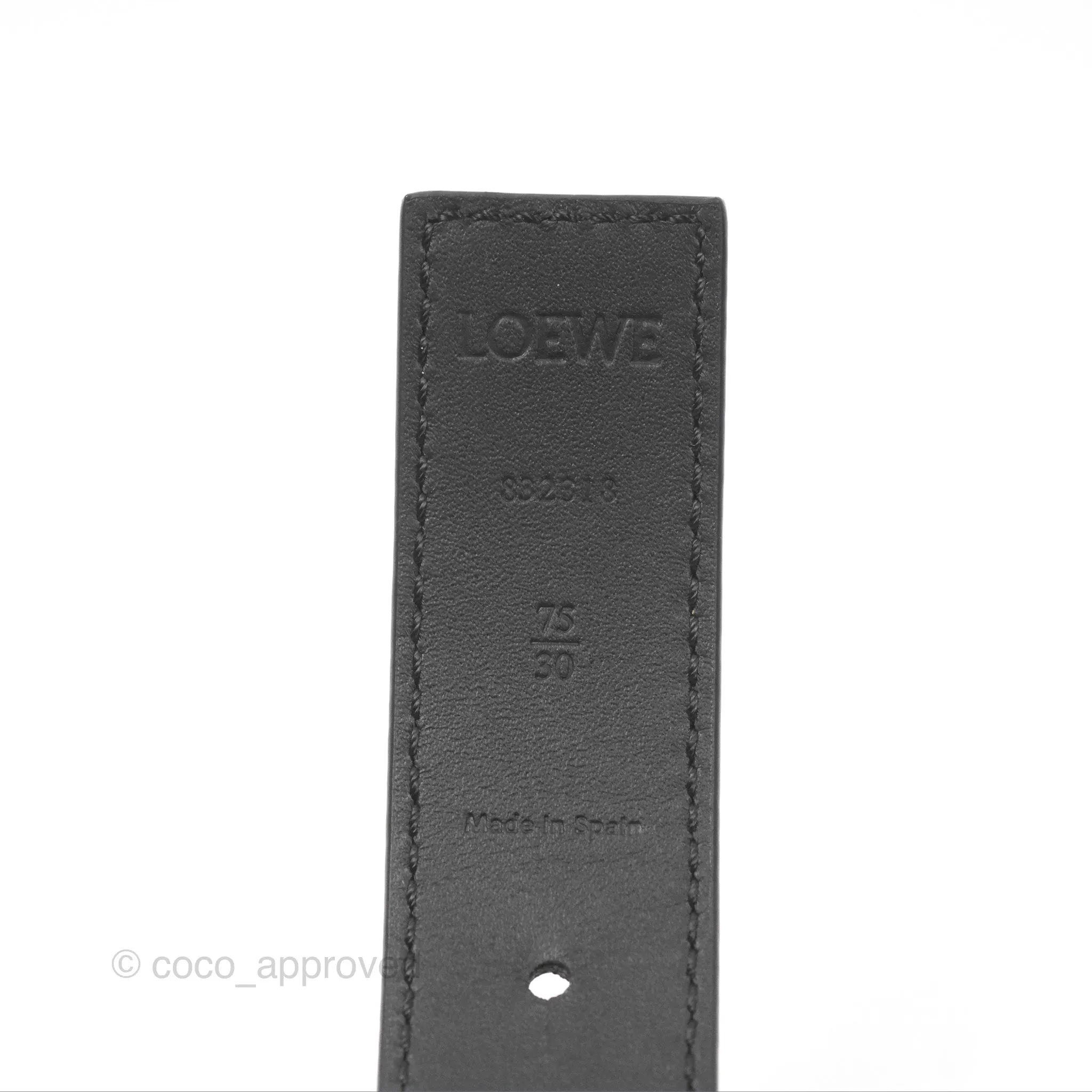 Loewe Anagram Buckle Tan Black Calfskin Reversible Belt Size 75