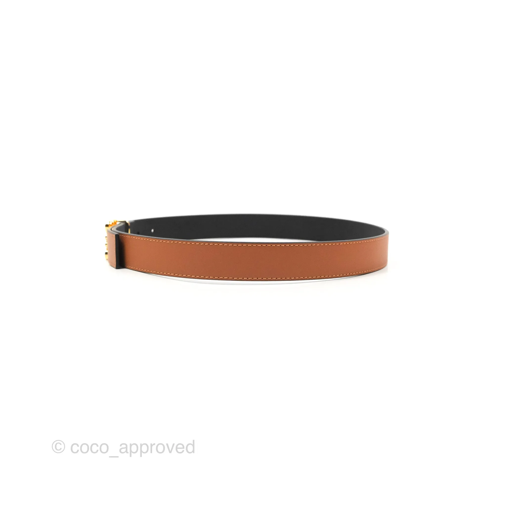 Loewe Anagram Buckle Tan Black Calfskin Reversible Belt Size 75