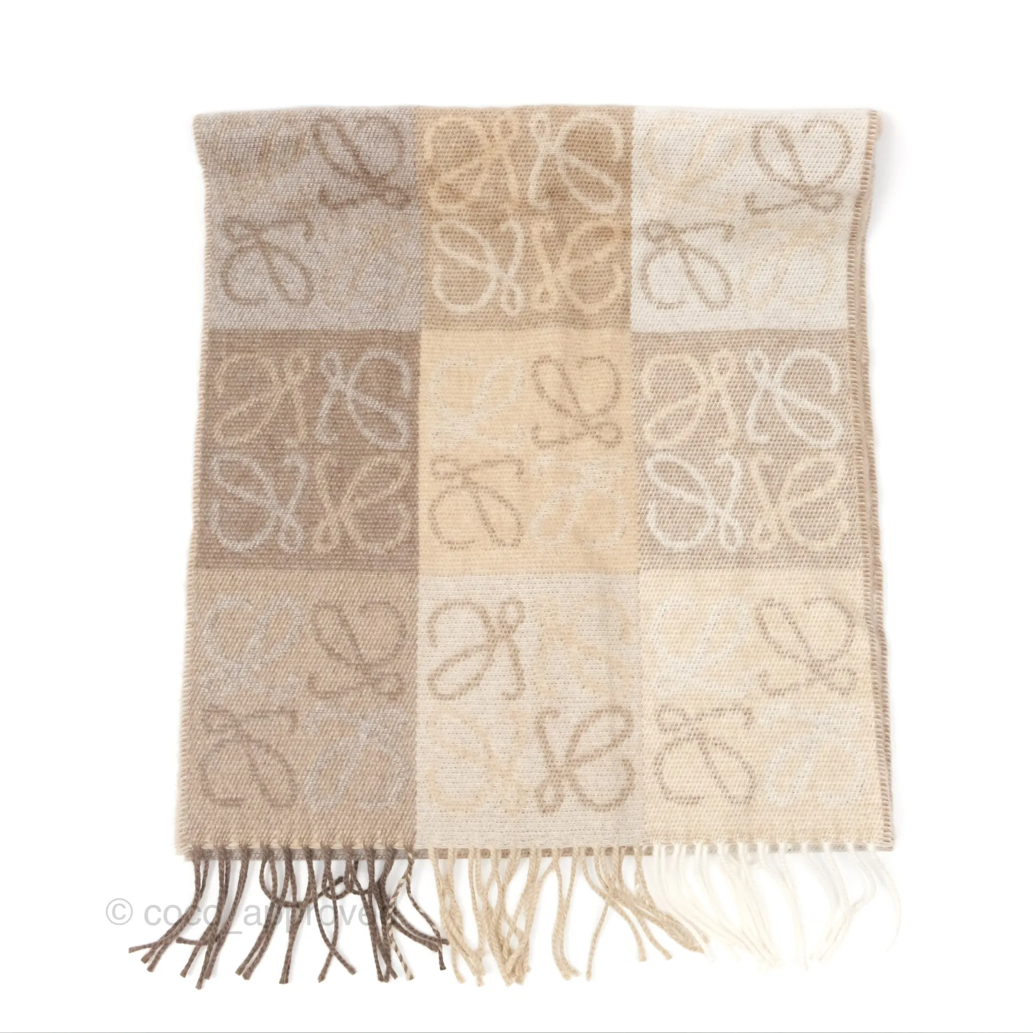 Loewe Anagram Wool Cashmere Scarf Beige