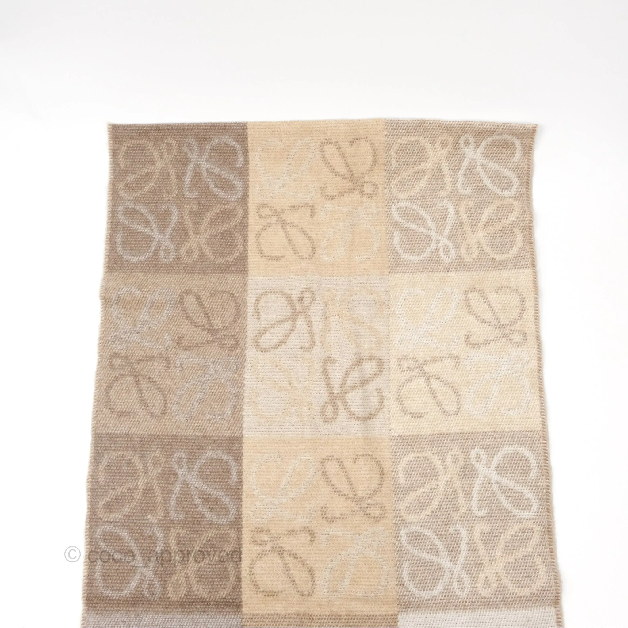 Loewe Anagram Wool Cashmere Scarf Beige