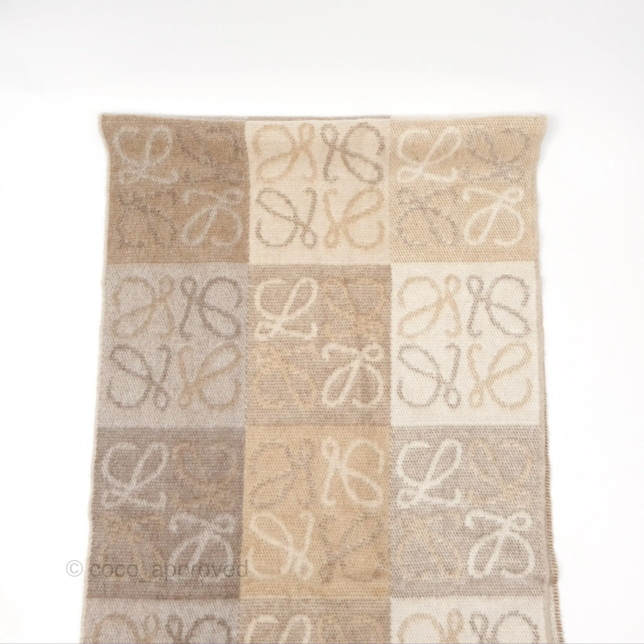 Loewe Anagram Wool Cashmere Scarf Beige