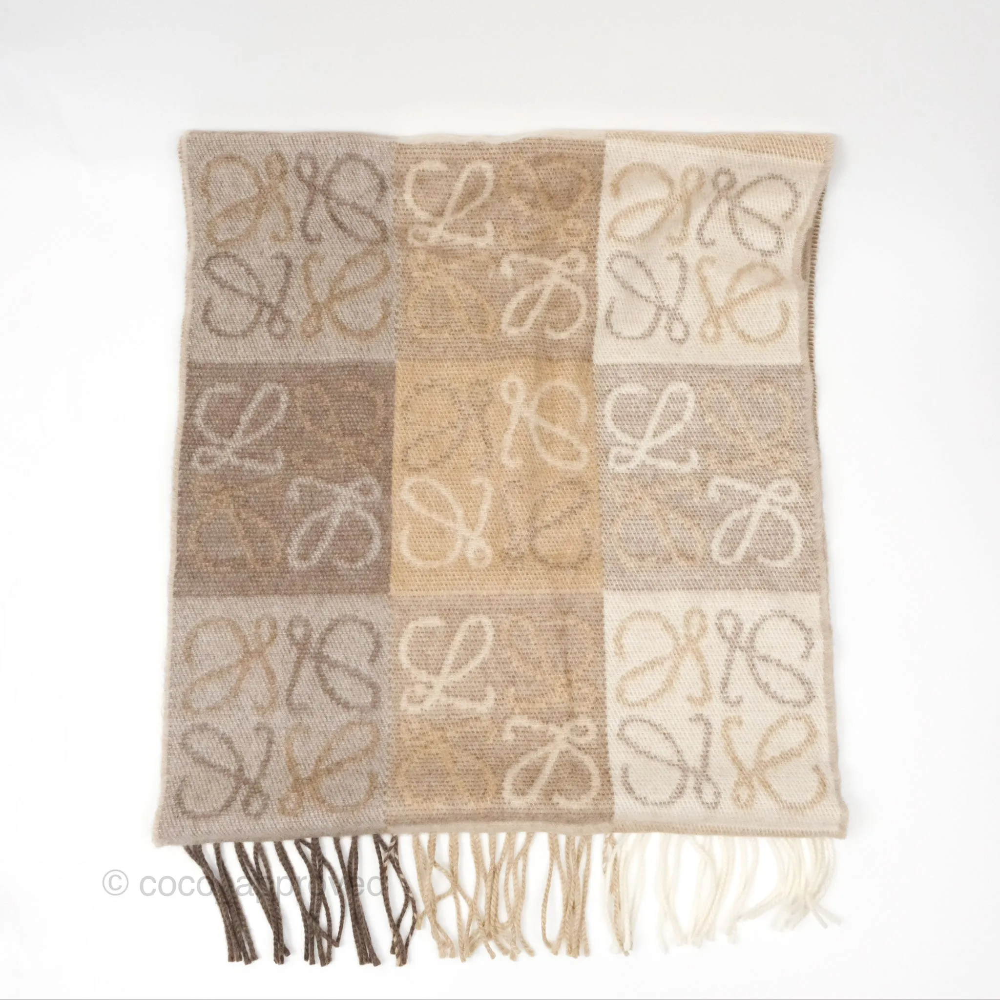 Loewe Anagram Wool Cashmere Scarf Beige
