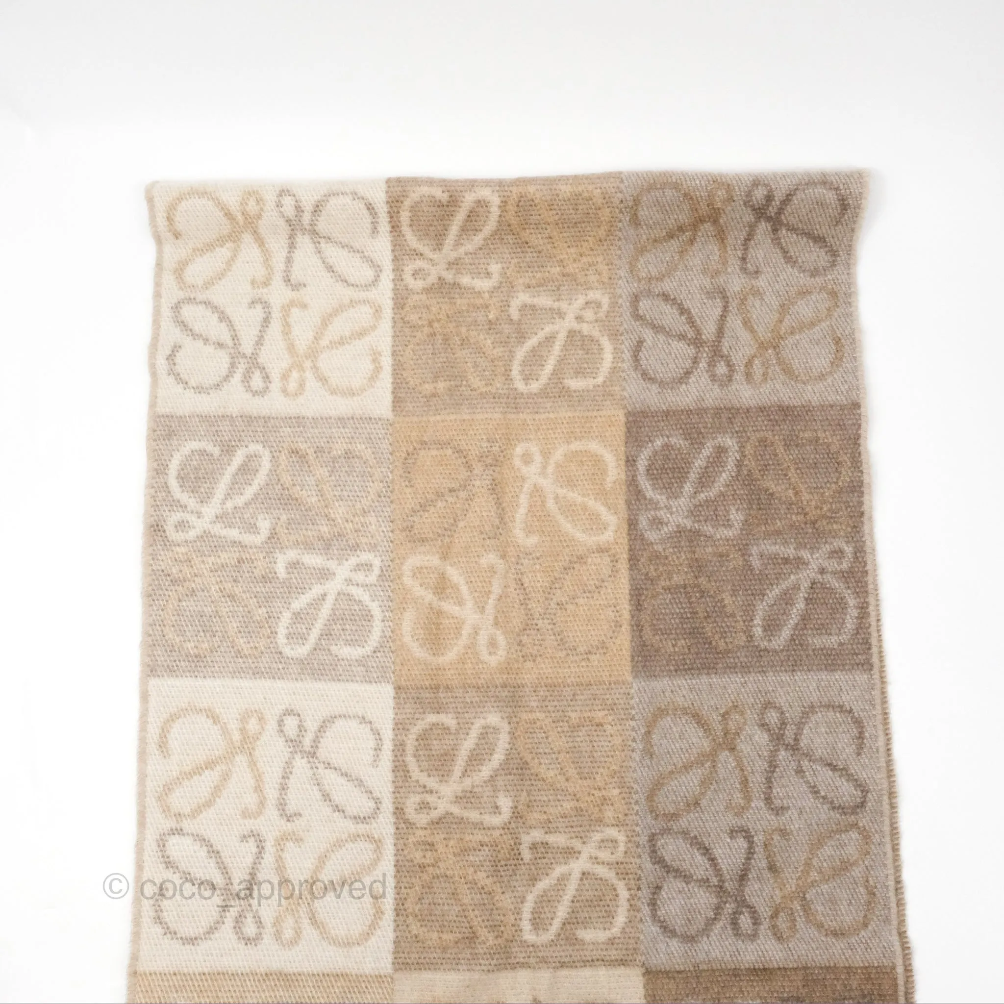 Loewe Anagram Wool Cashmere Scarf Beige