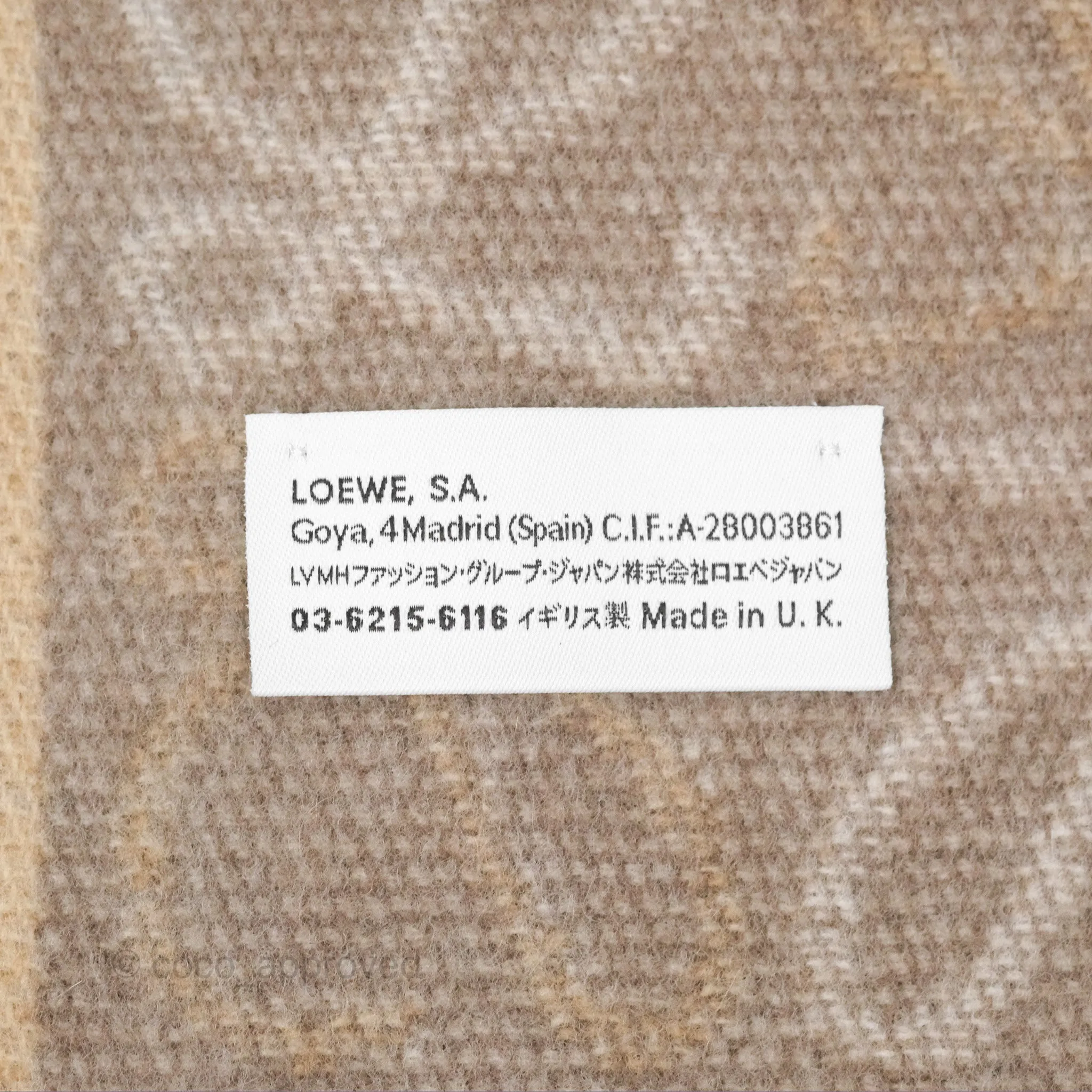 Loewe Anagram Wool Cashmere Scarf Beige