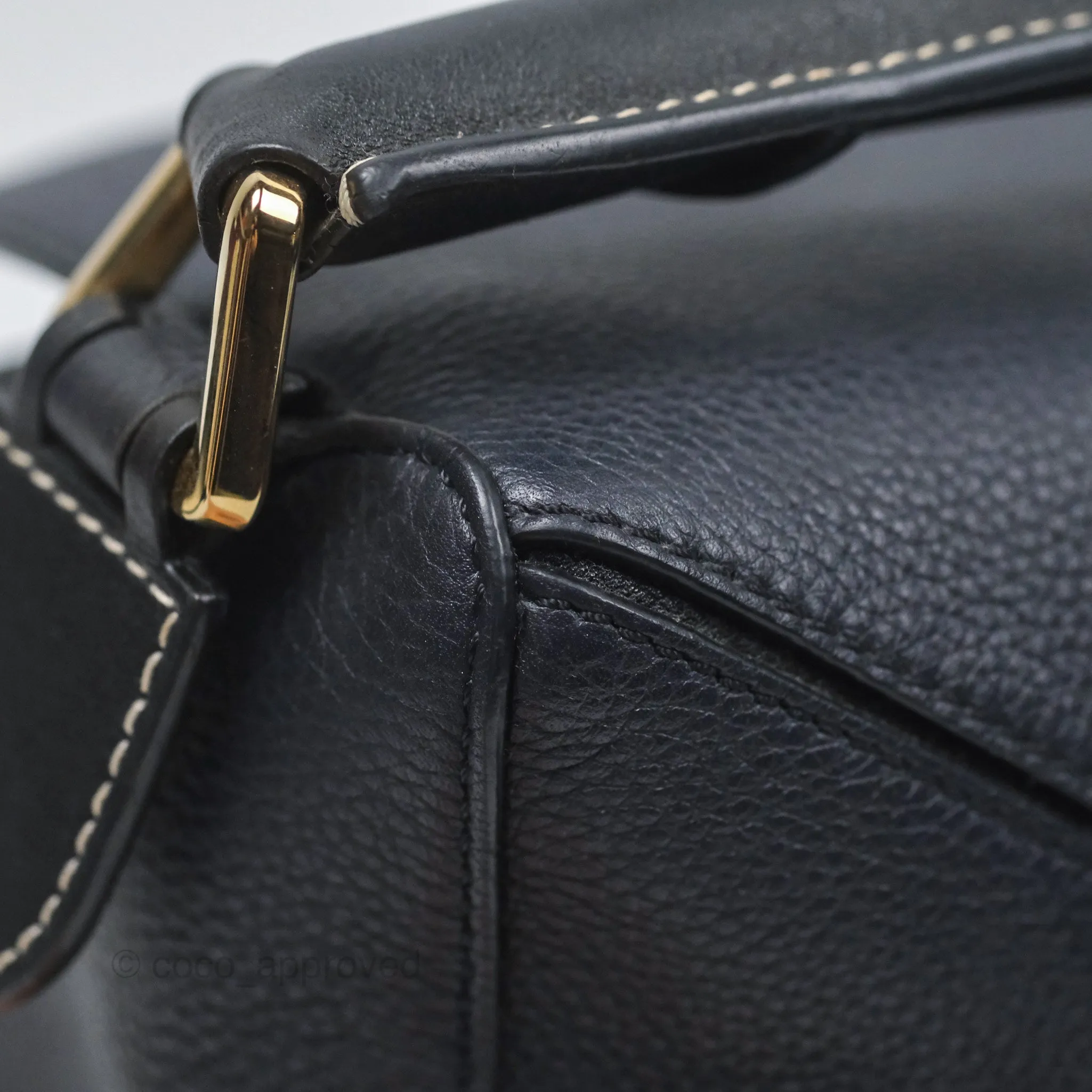Loewe Medium Puzzle Bag Navy Calfskin Gold Hardware