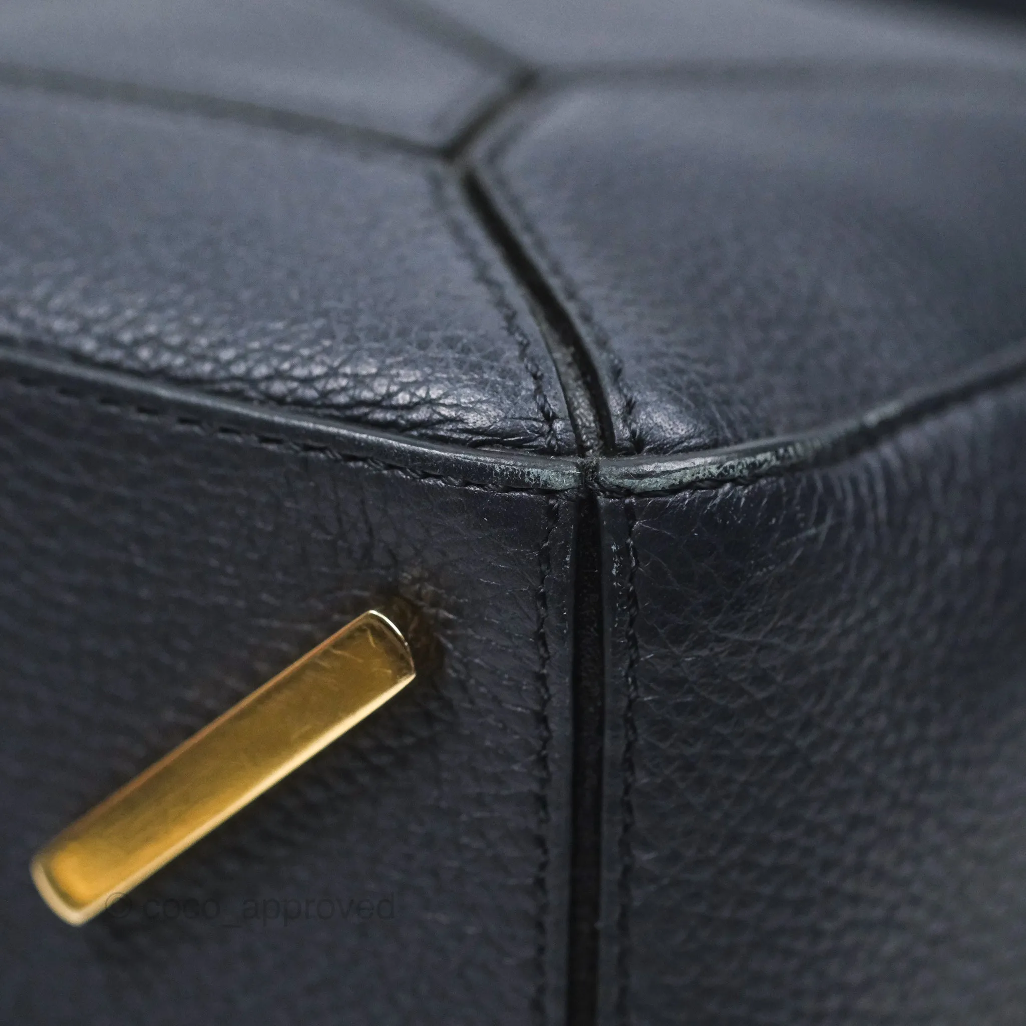Loewe Medium Puzzle Bag Navy Calfskin Gold Hardware