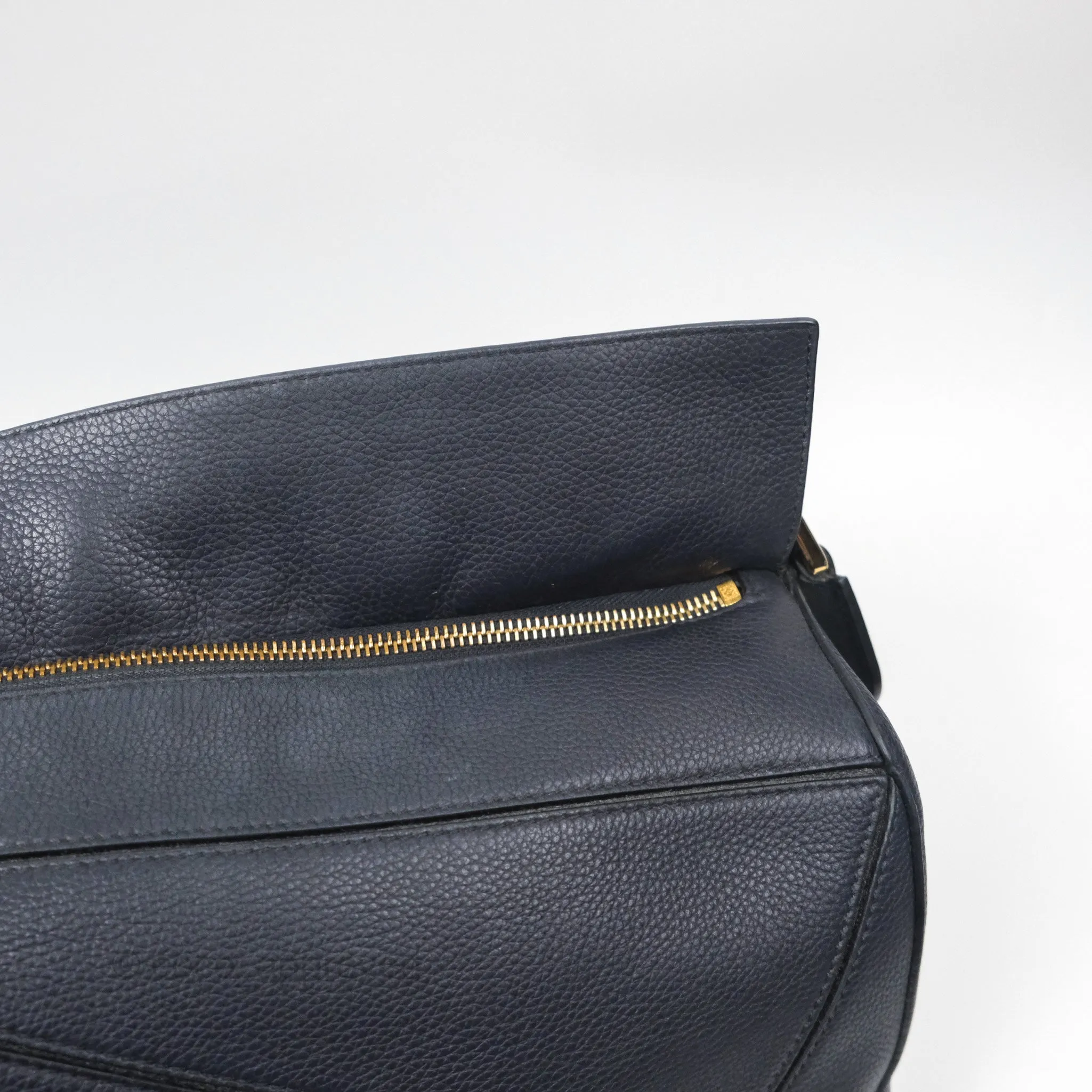 Loewe Medium Puzzle Bag Navy Calfskin Gold Hardware