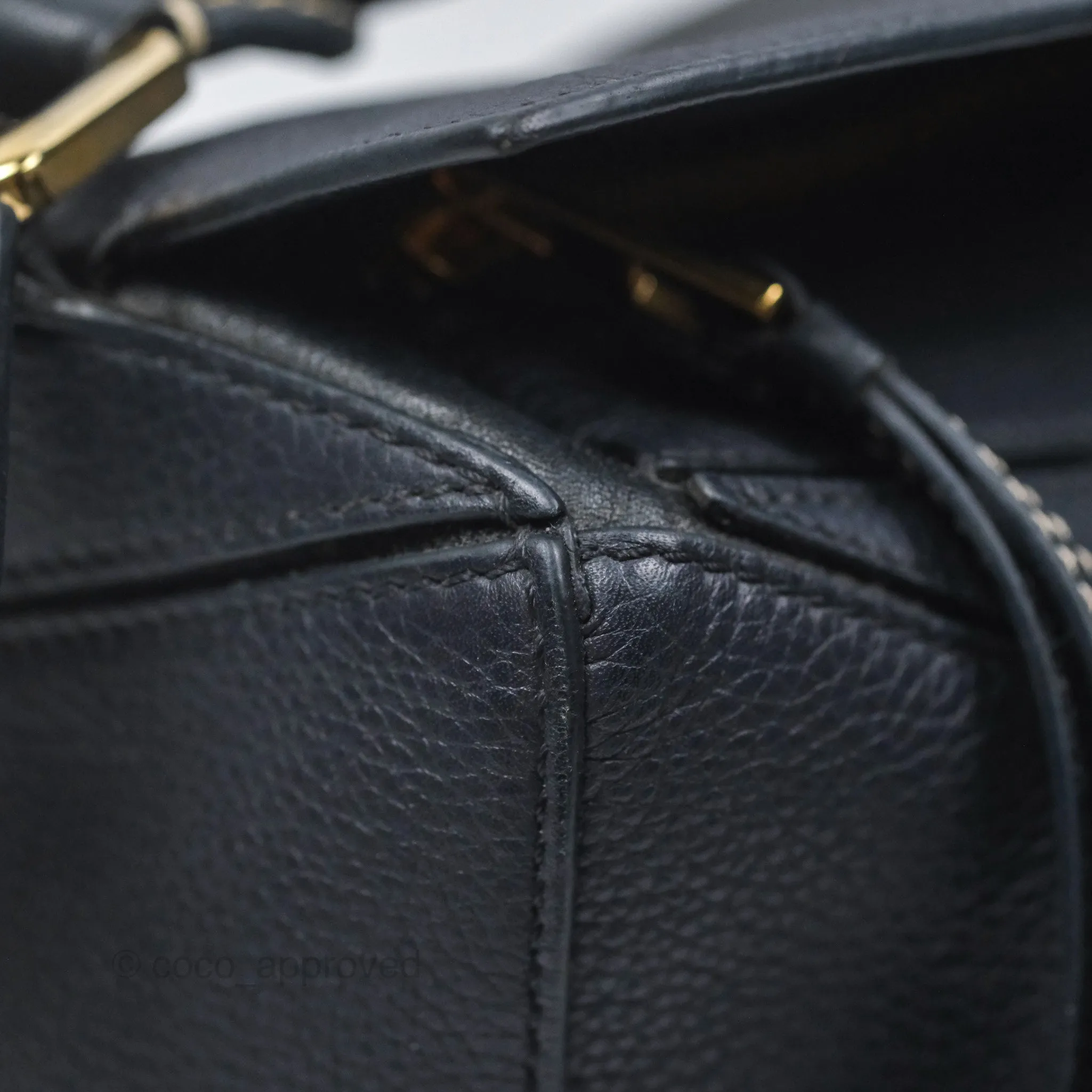 Loewe Medium Puzzle Bag Navy Calfskin Gold Hardware