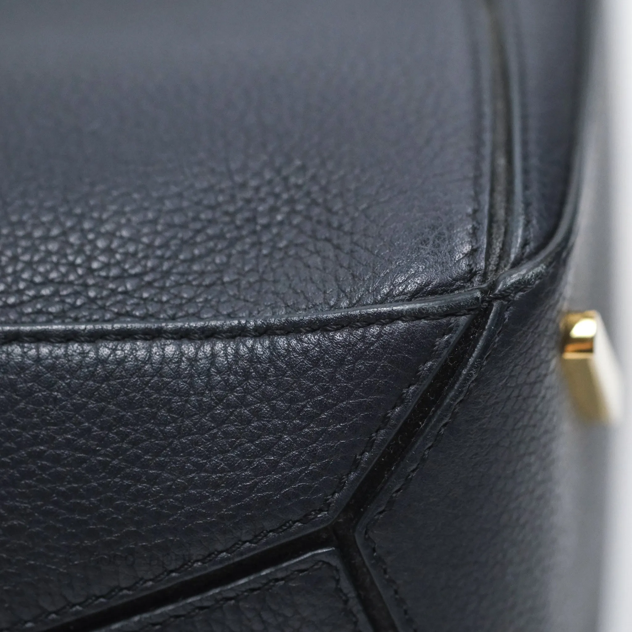Loewe Medium Puzzle Bag Navy Calfskin Gold Hardware