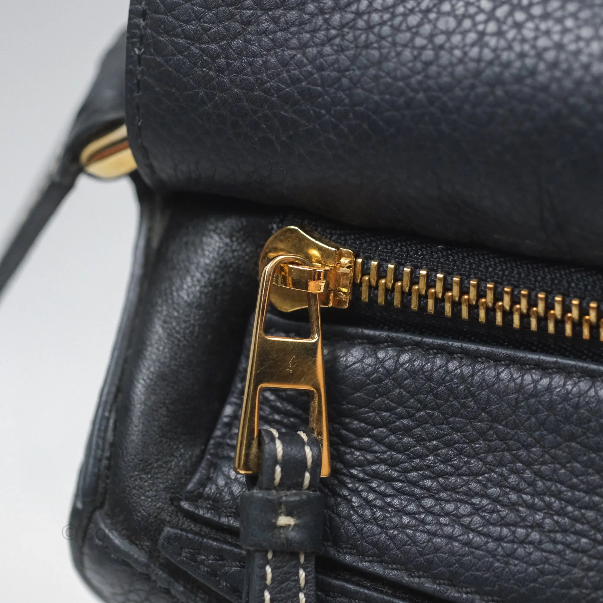 Loewe Medium Puzzle Bag Navy Calfskin Gold Hardware
