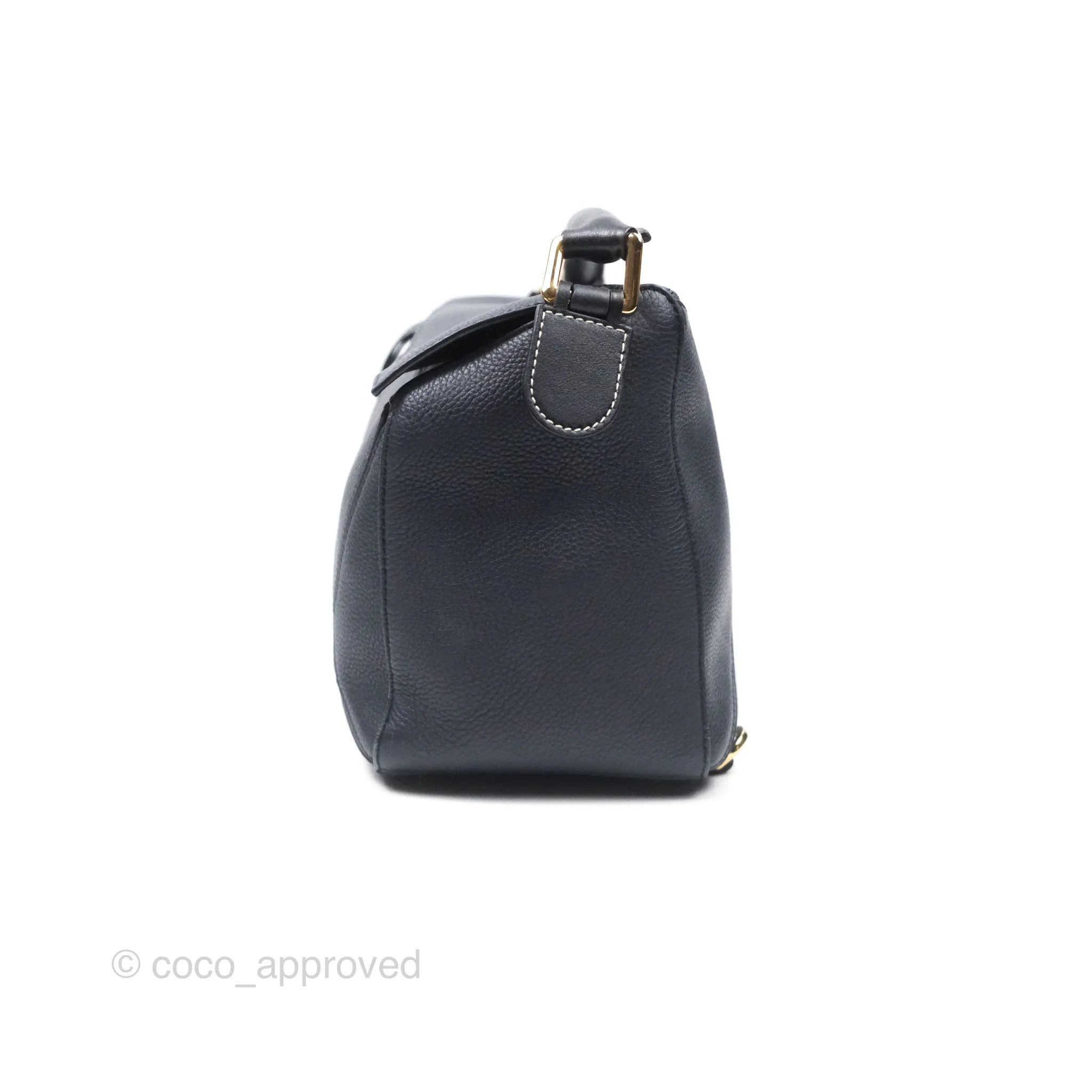 Loewe Medium Puzzle Bag Navy Calfskin Gold Hardware