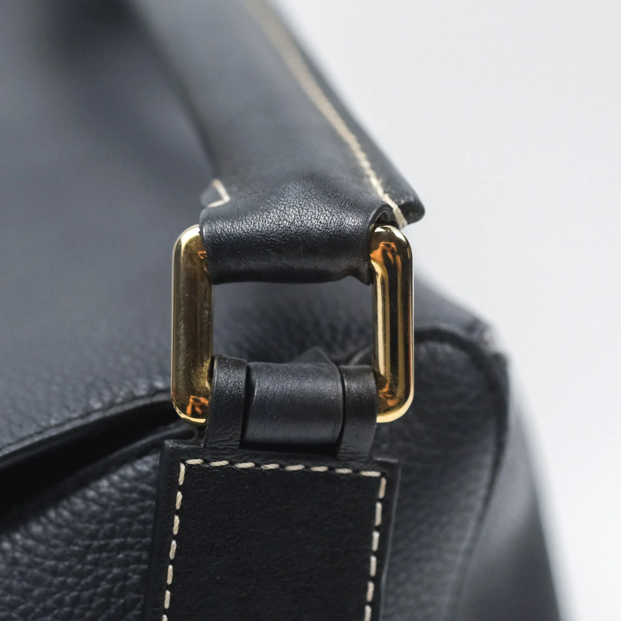 Loewe Medium Puzzle Bag Navy Calfskin Gold Hardware