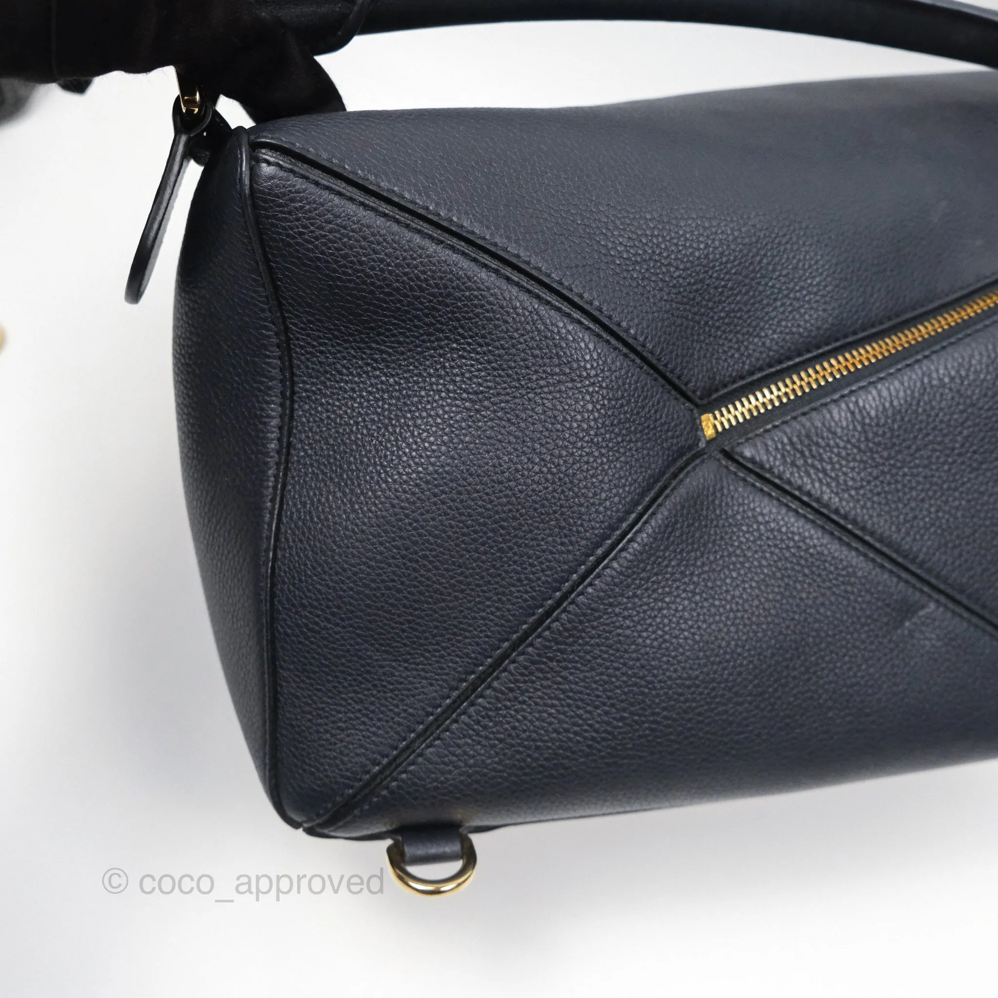 Loewe Medium Puzzle Bag Navy Calfskin Gold Hardware