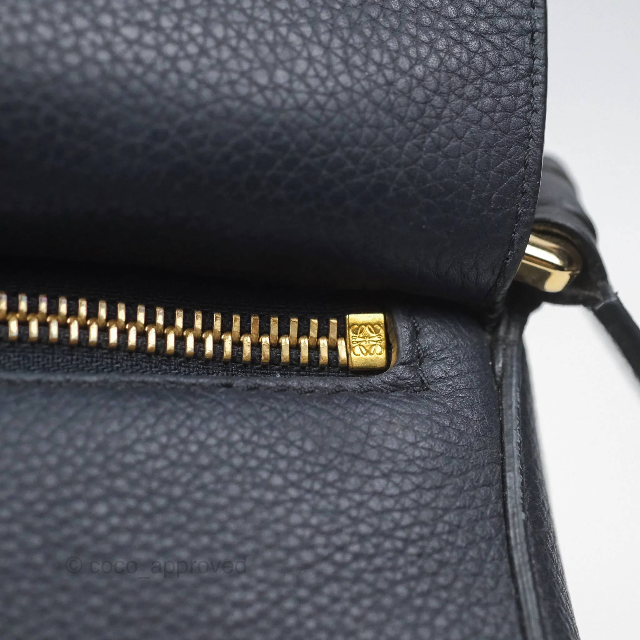Loewe Medium Puzzle Bag Navy Calfskin Gold Hardware
