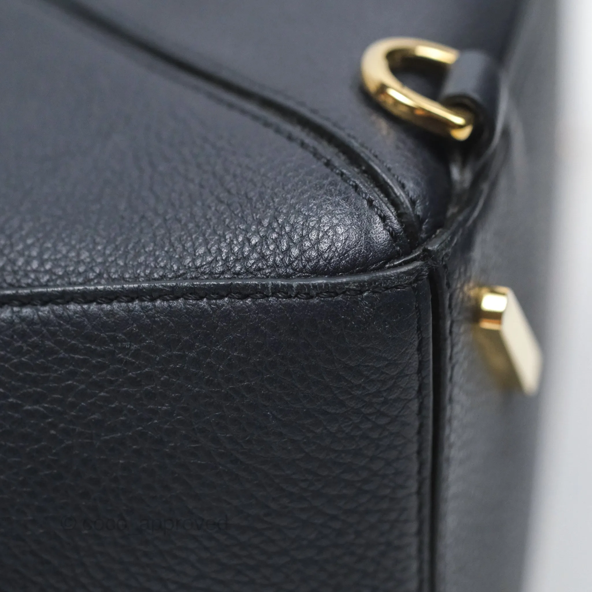 Loewe Medium Puzzle Bag Navy Calfskin Gold Hardware