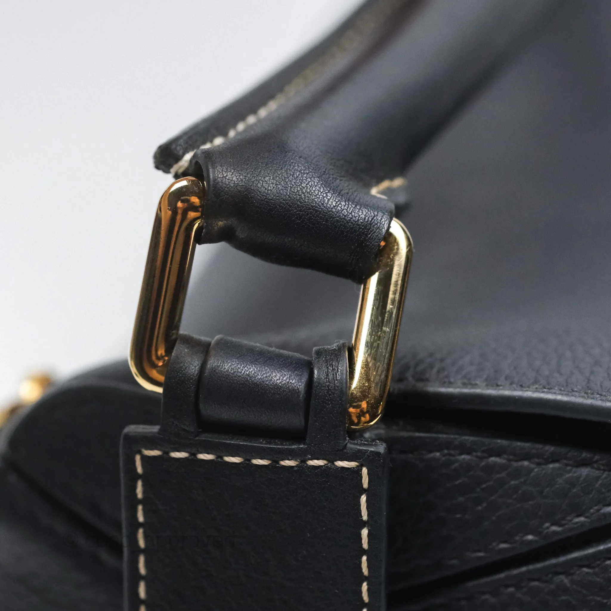 Loewe Medium Puzzle Bag Navy Calfskin Gold Hardware