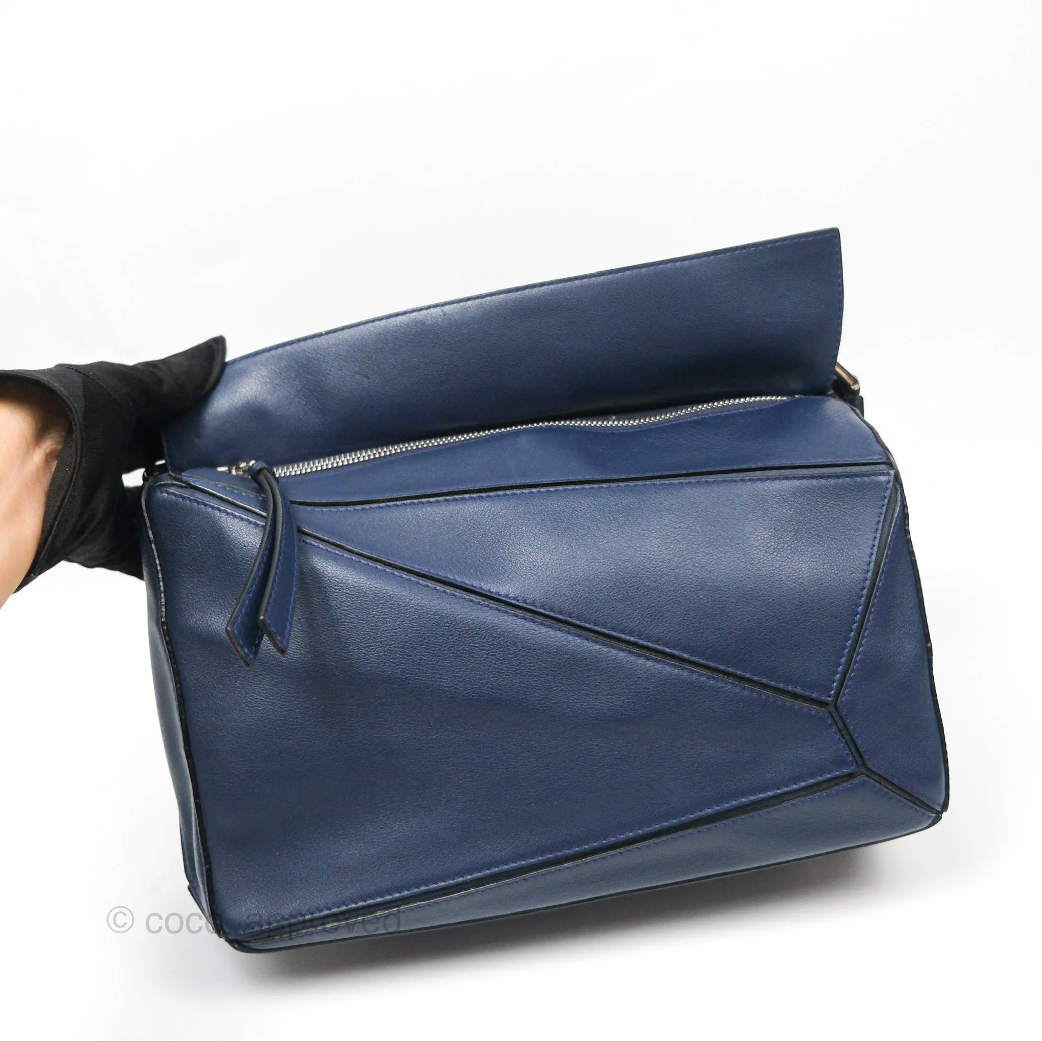 Loewe Medium Puzzle Bag Navy Calfskin