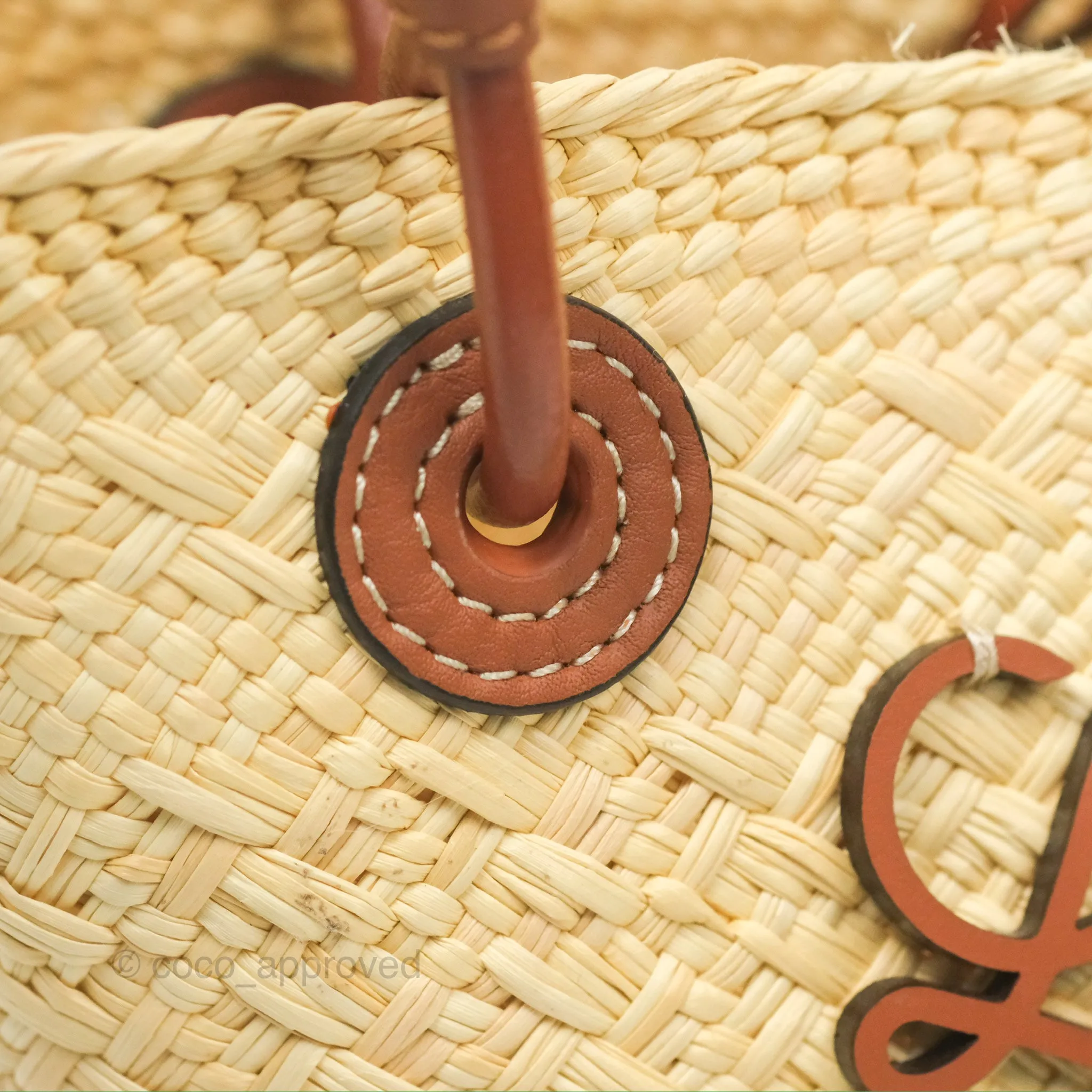 Loewe Mini Anagram Basket Bag Iraca Palm Calfskin Natural/Tan