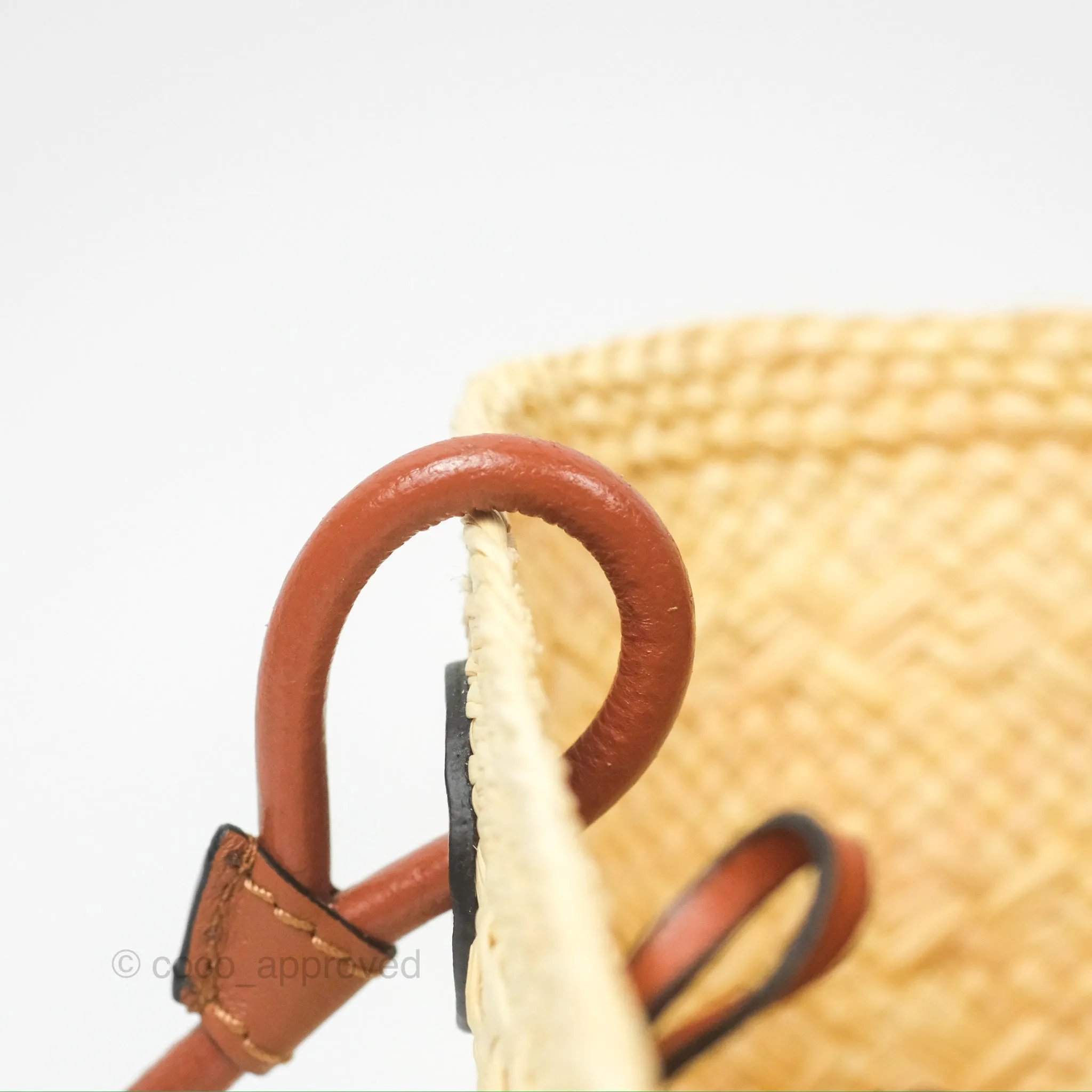 Loewe Mini Anagram Basket Bag Iraca Palm Calfskin Natural/Tan