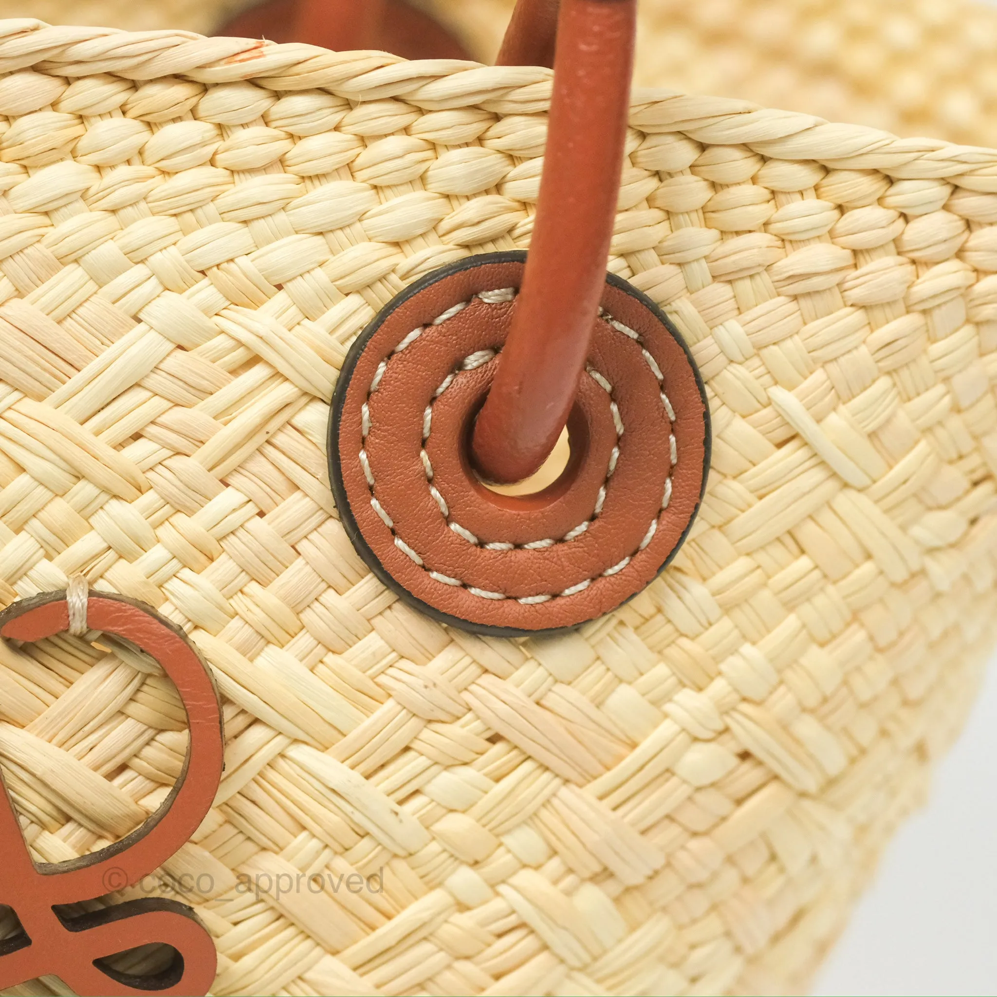 Loewe Mini Anagram Basket Bag Iraca Palm Calfskin Natural/Tan