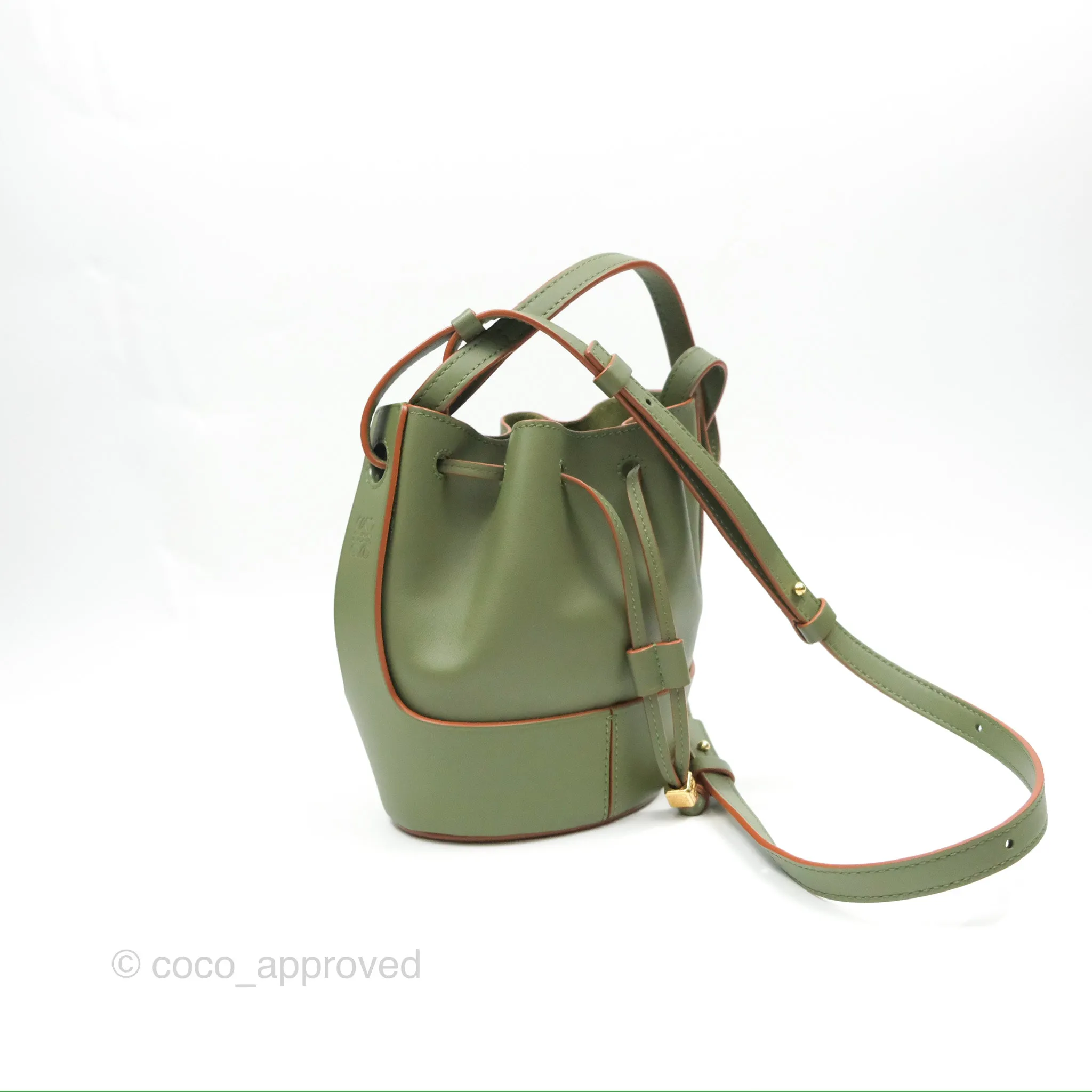 Loewe Mini Balloon Bucket Bag Green Calfskin