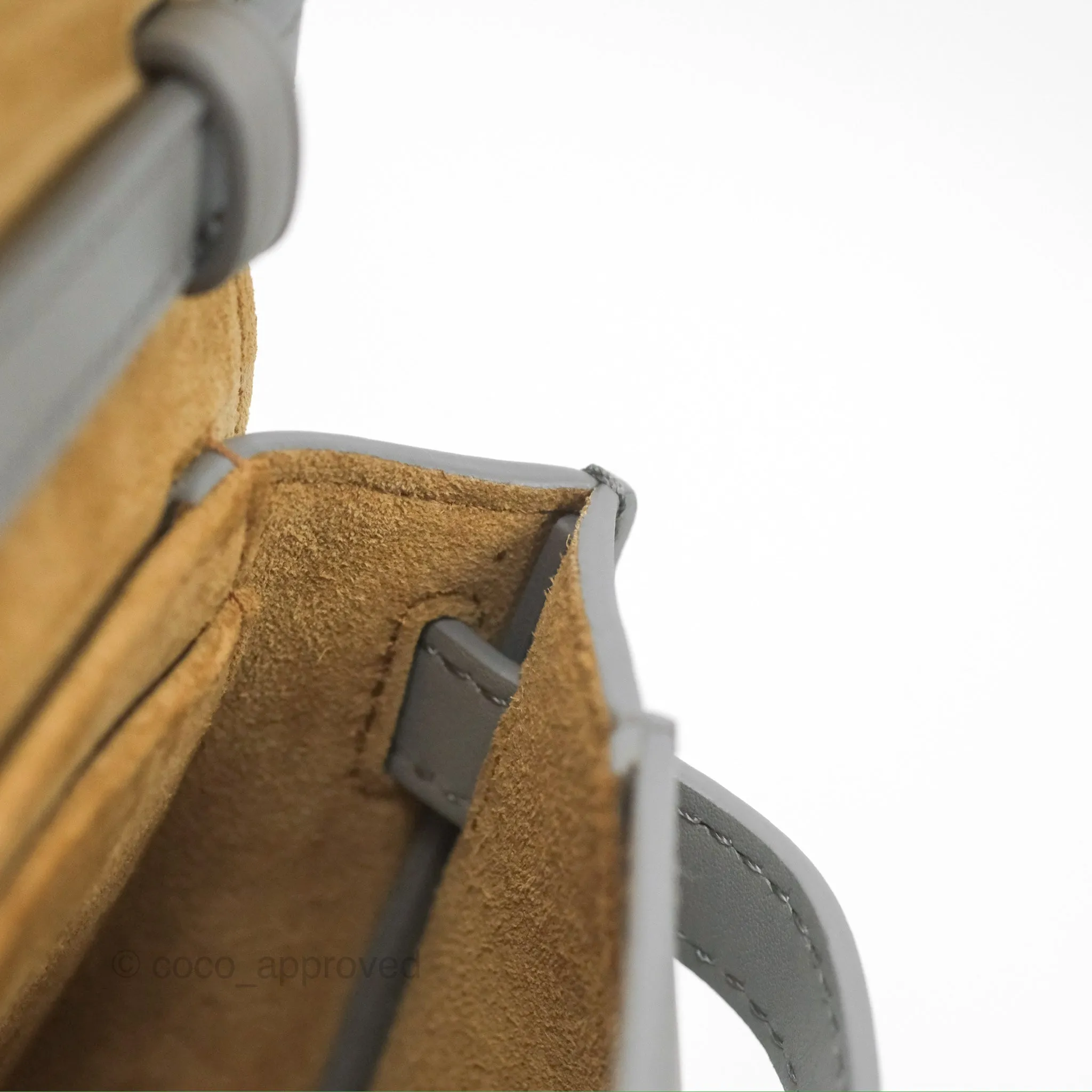 Loewe Mini Gate Dual Bag in Soft Calfskin & Jacquard Strap Light Grey