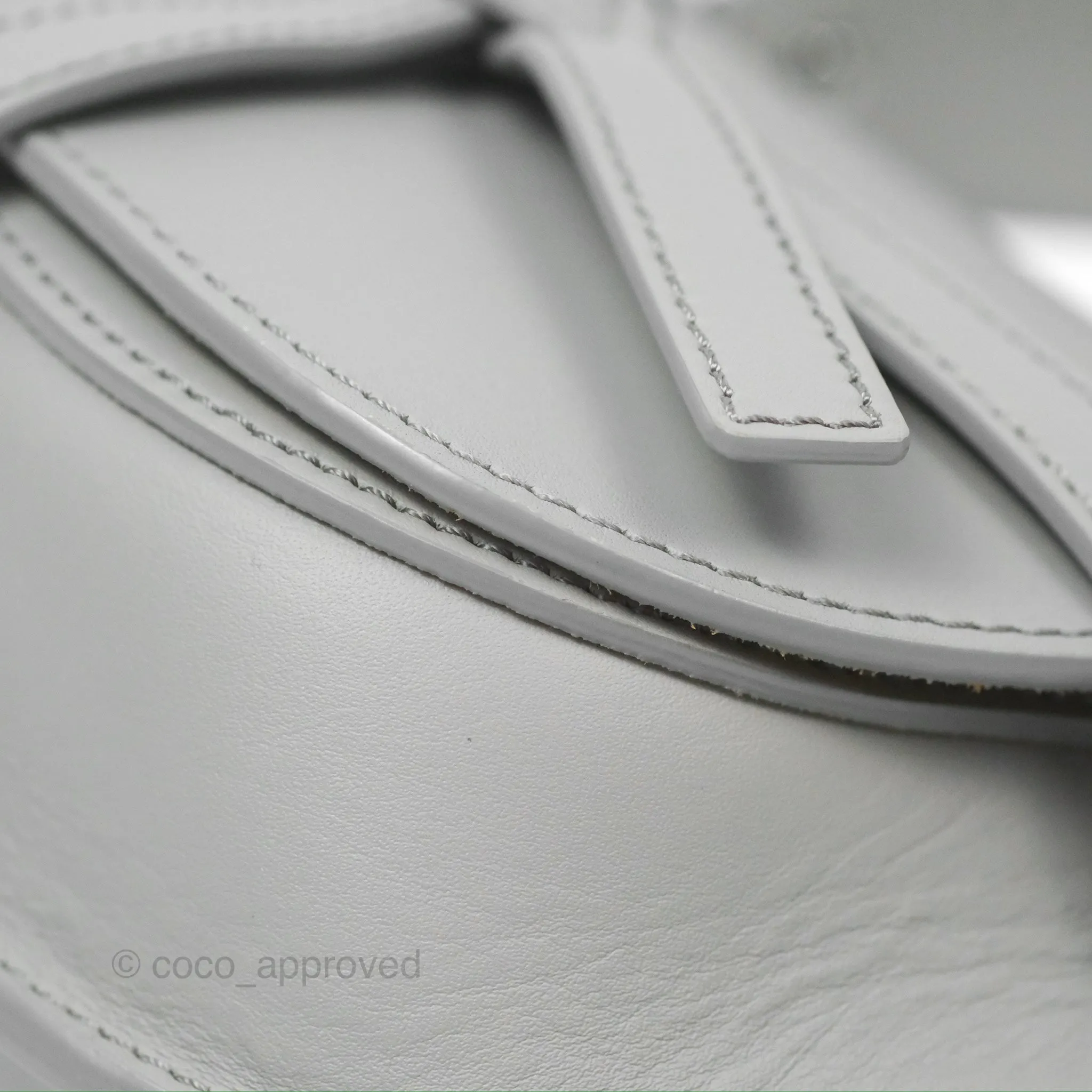 Loewe Mini Gate Dual Bag in Soft Calfskin & Jacquard Strap Light Grey