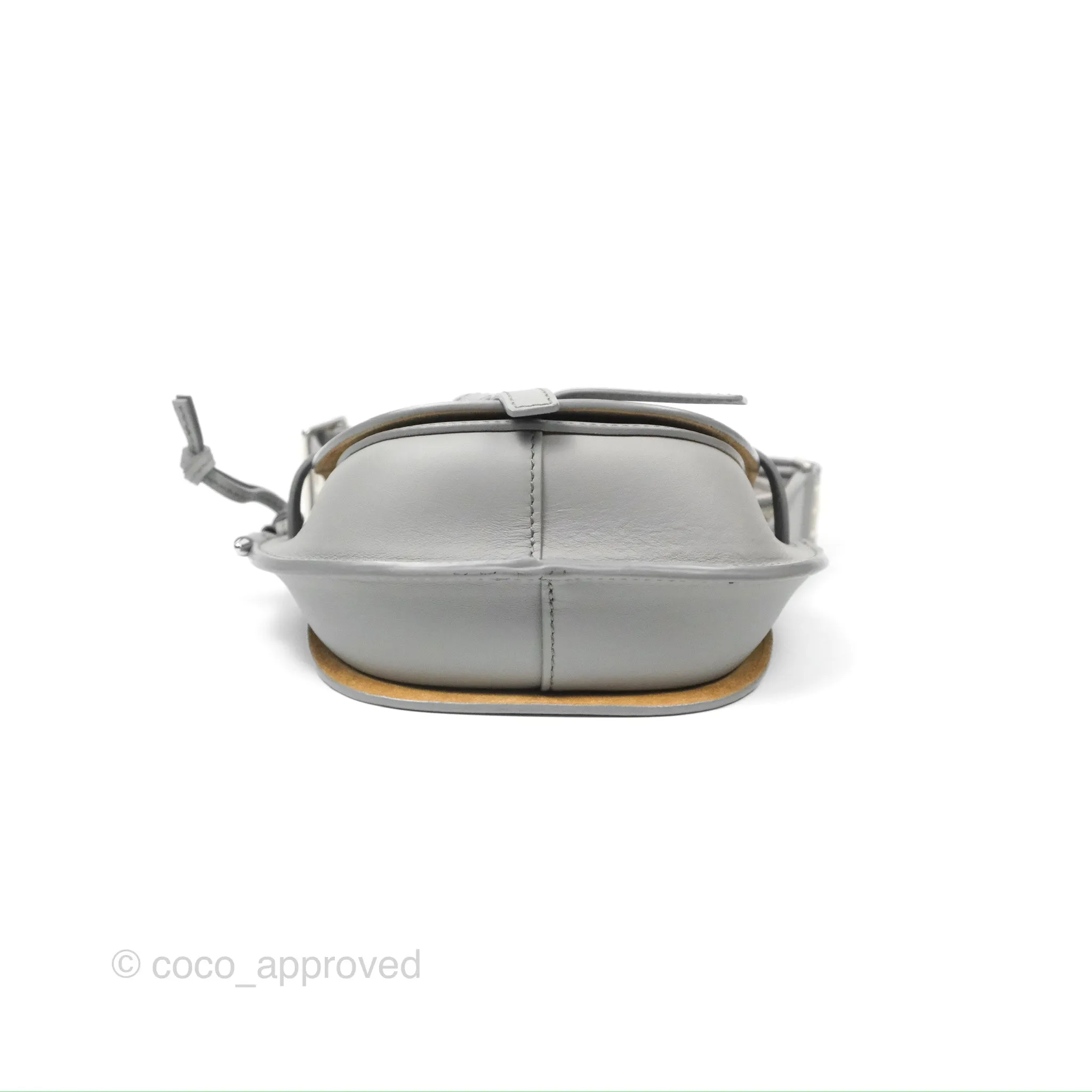 Loewe Mini Gate Dual Bag in Soft Calfskin & Jacquard Strap Light Grey