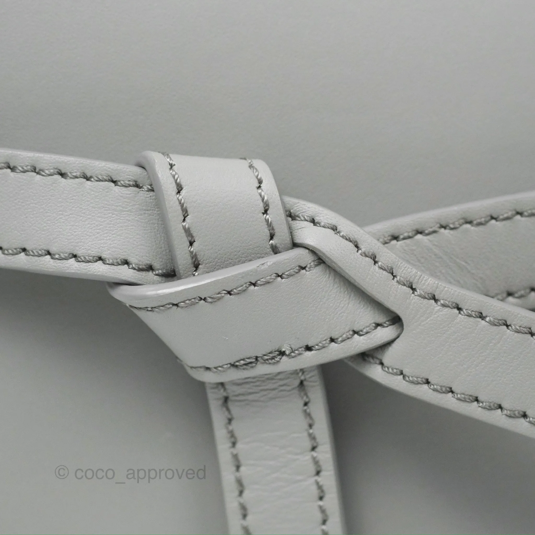 Loewe Mini Gate Dual Bag in Soft Calfskin & Jacquard Strap Light Grey