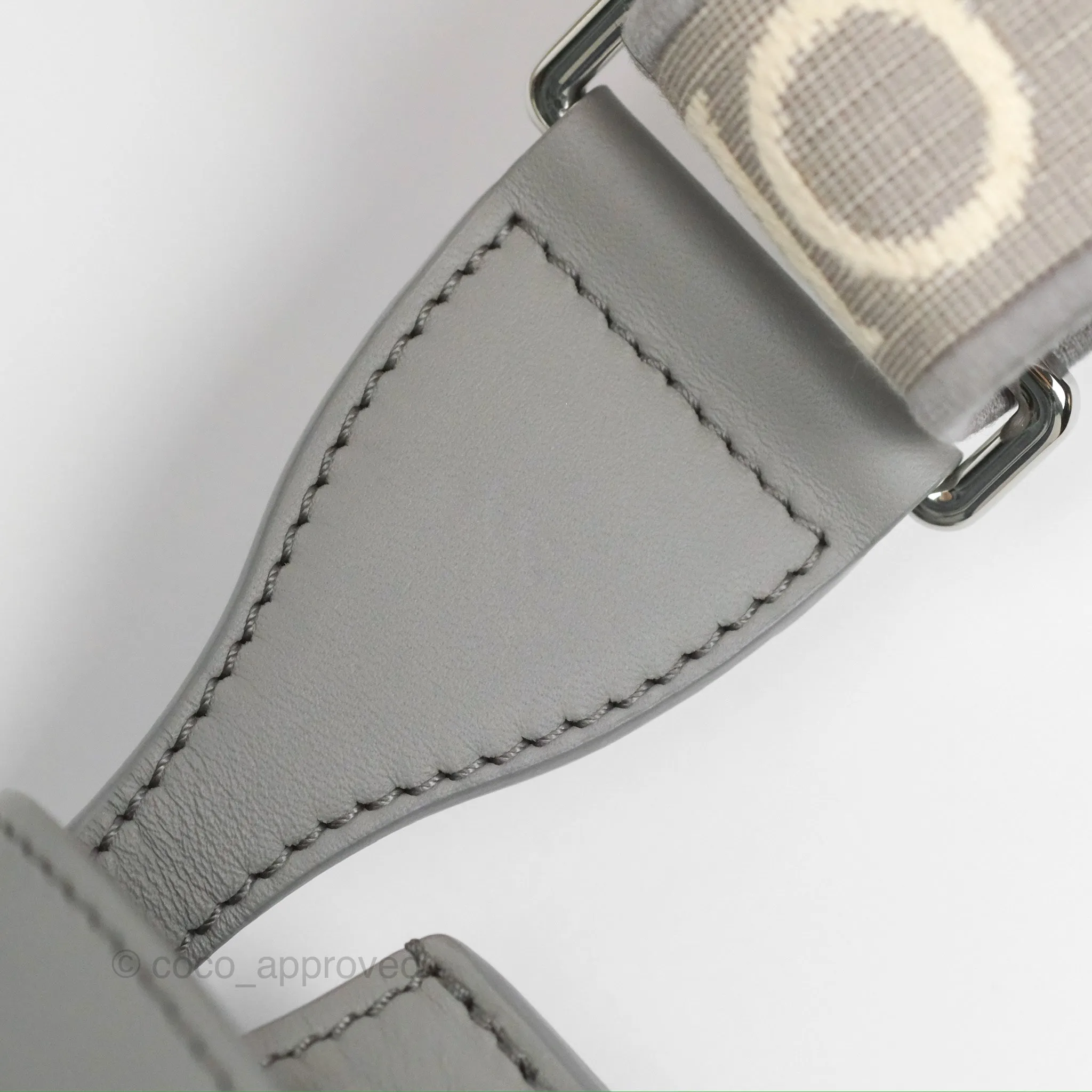 Loewe Mini Gate Dual Bag in Soft Calfskin & Jacquard Strap Light Grey