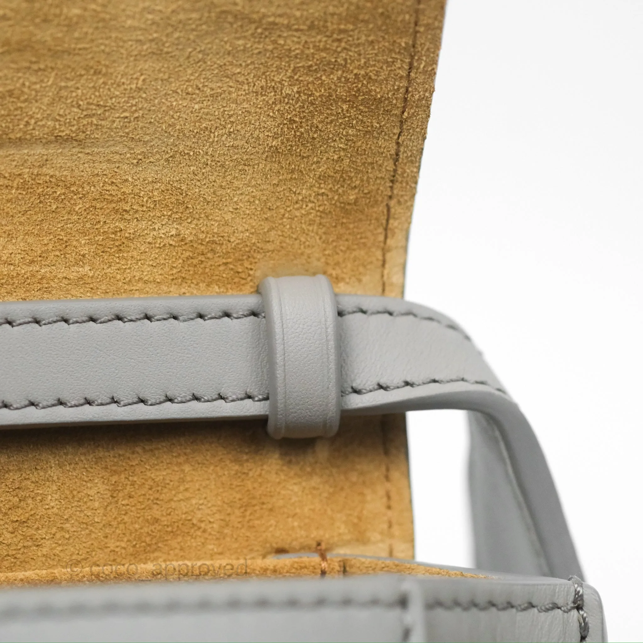 Loewe Mini Gate Dual Bag in Soft Calfskin & Jacquard Strap Light Grey