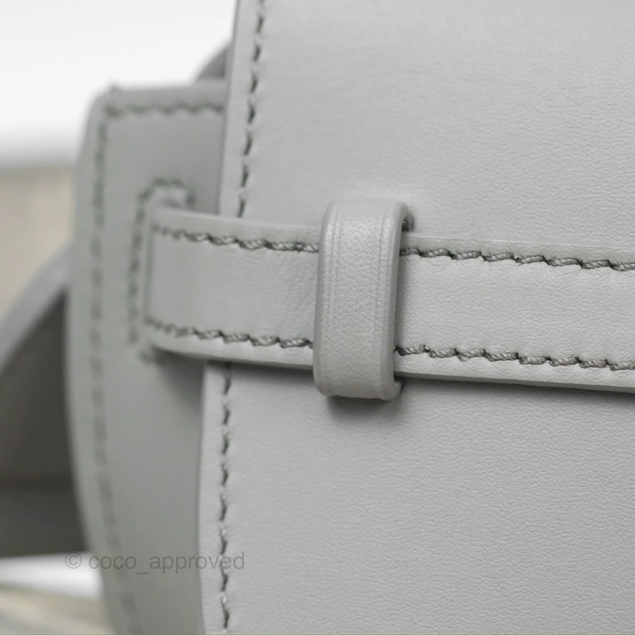 Loewe Mini Gate Dual Bag in Soft Calfskin & Jacquard Strap Light Grey