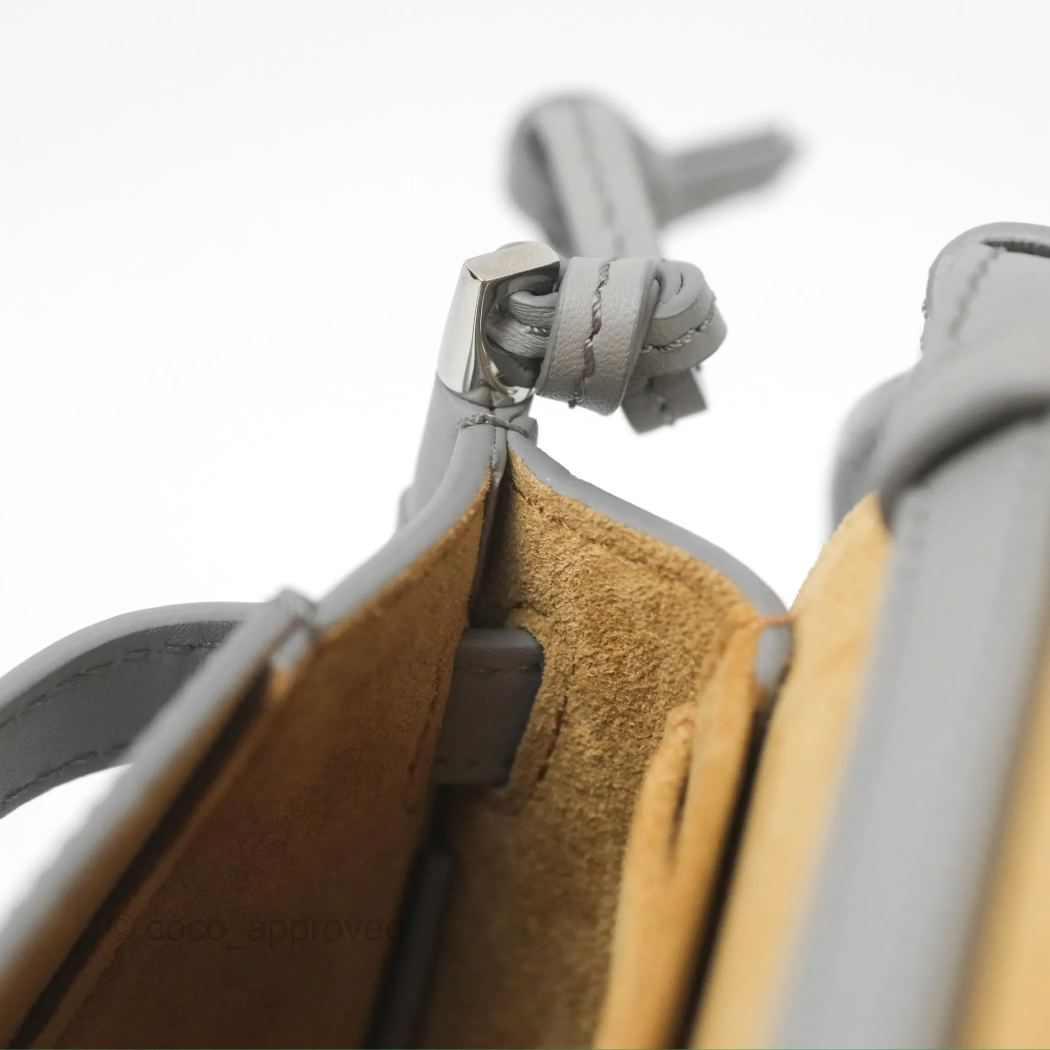 Loewe Mini Gate Dual Bag in Soft Calfskin & Jacquard Strap Light Grey