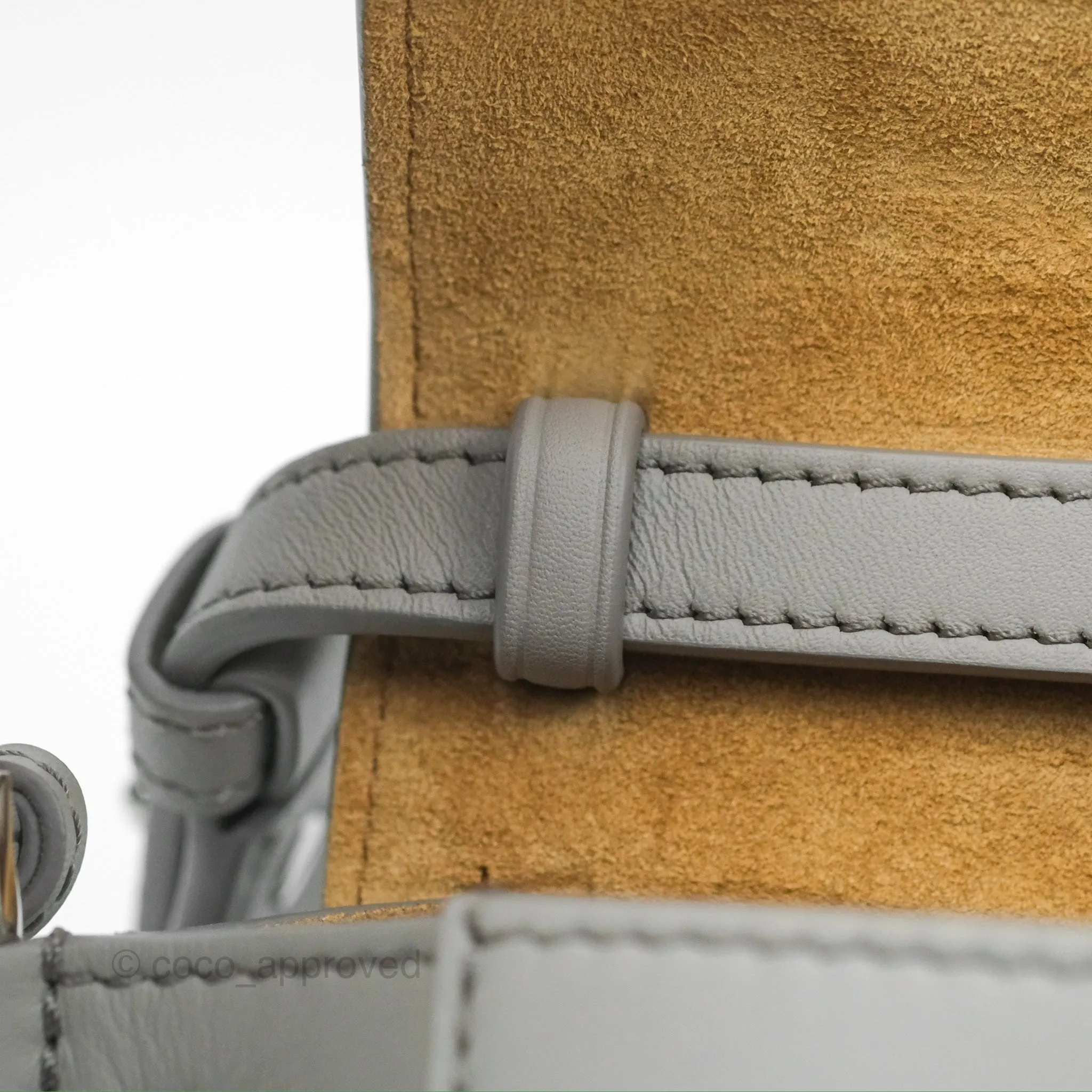 Loewe Mini Gate Dual Bag in Soft Calfskin & Jacquard Strap Light Grey