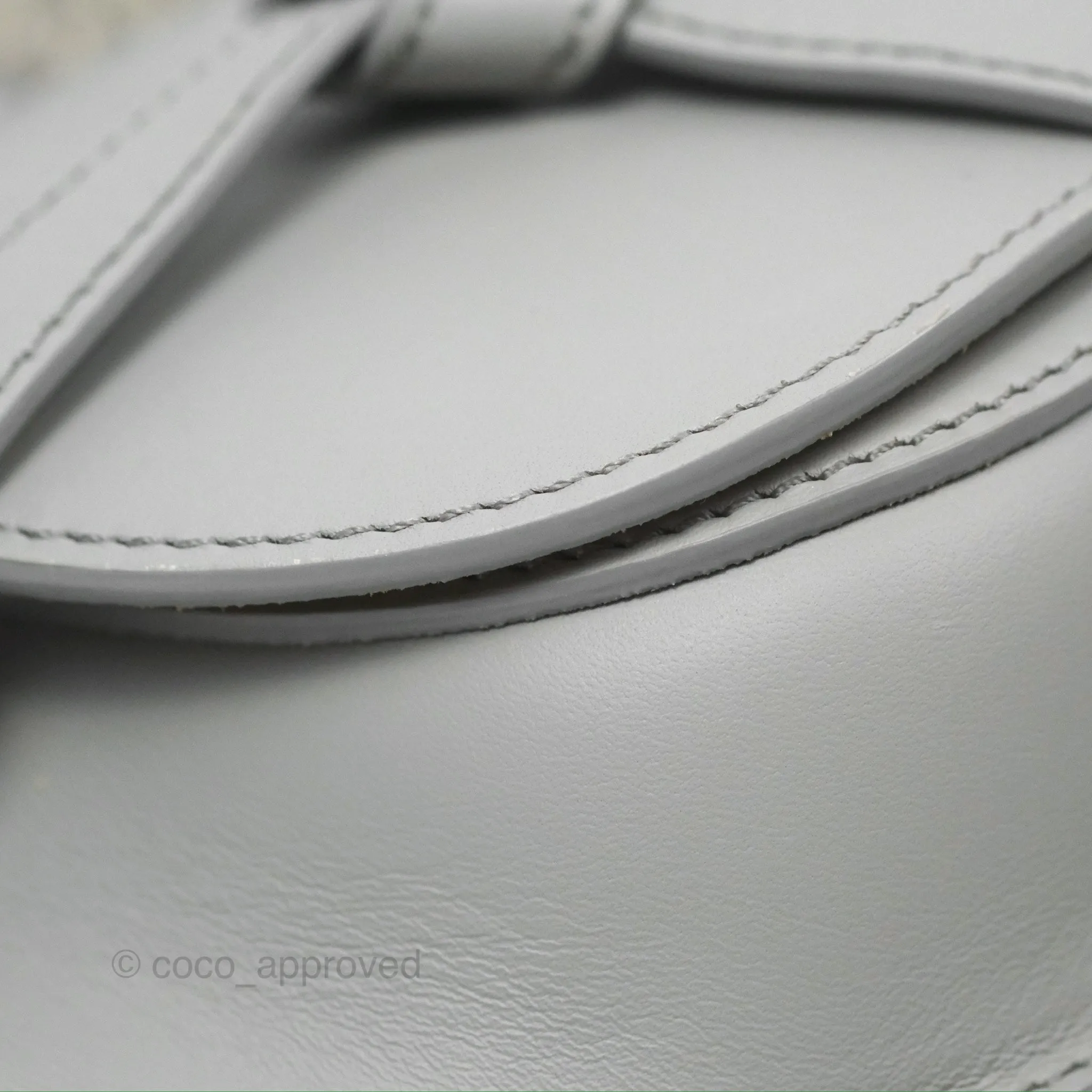 Loewe Mini Gate Dual Bag in Soft Calfskin & Jacquard Strap Light Grey