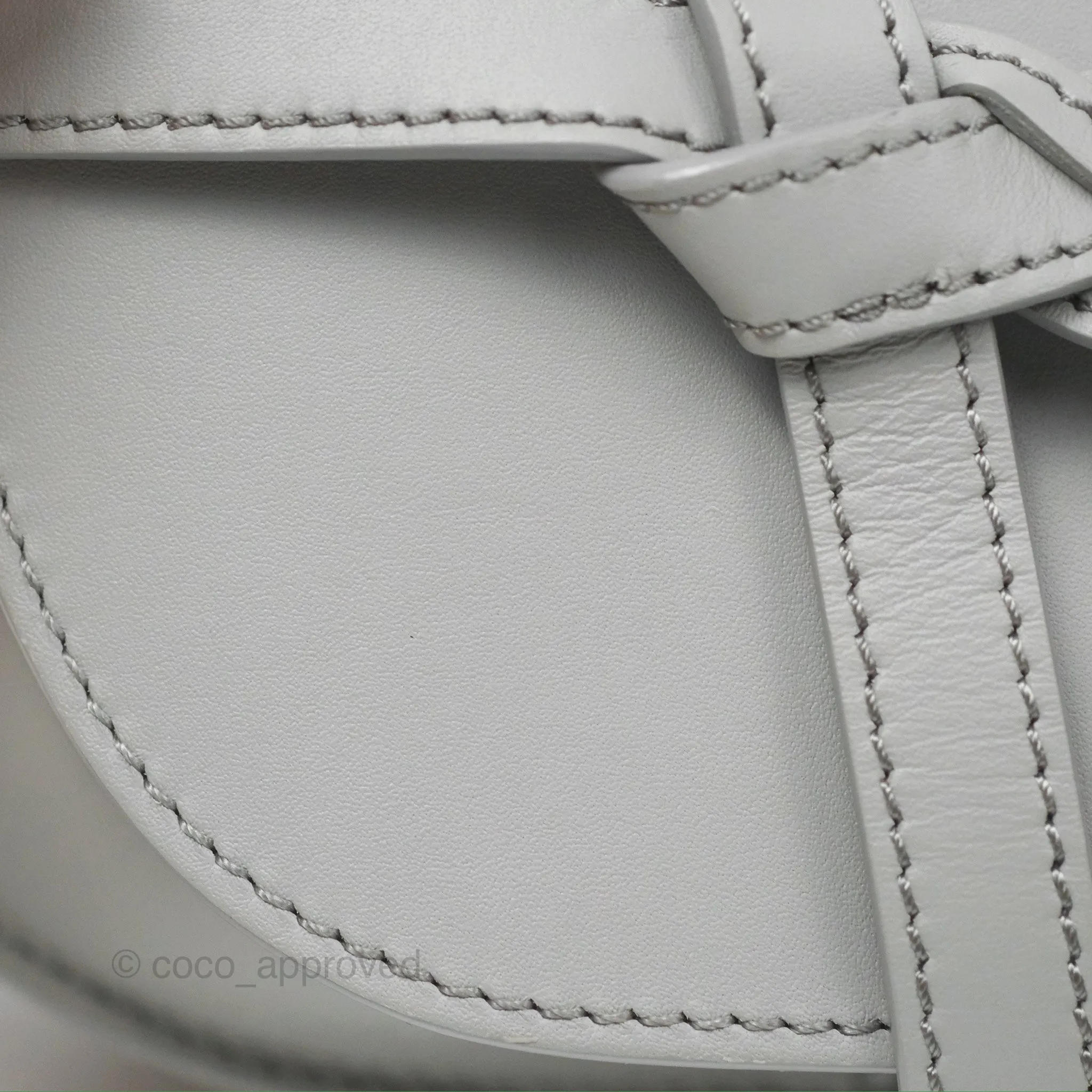 Loewe Mini Gate Dual Bag in Soft Calfskin & Jacquard Strap Light Grey