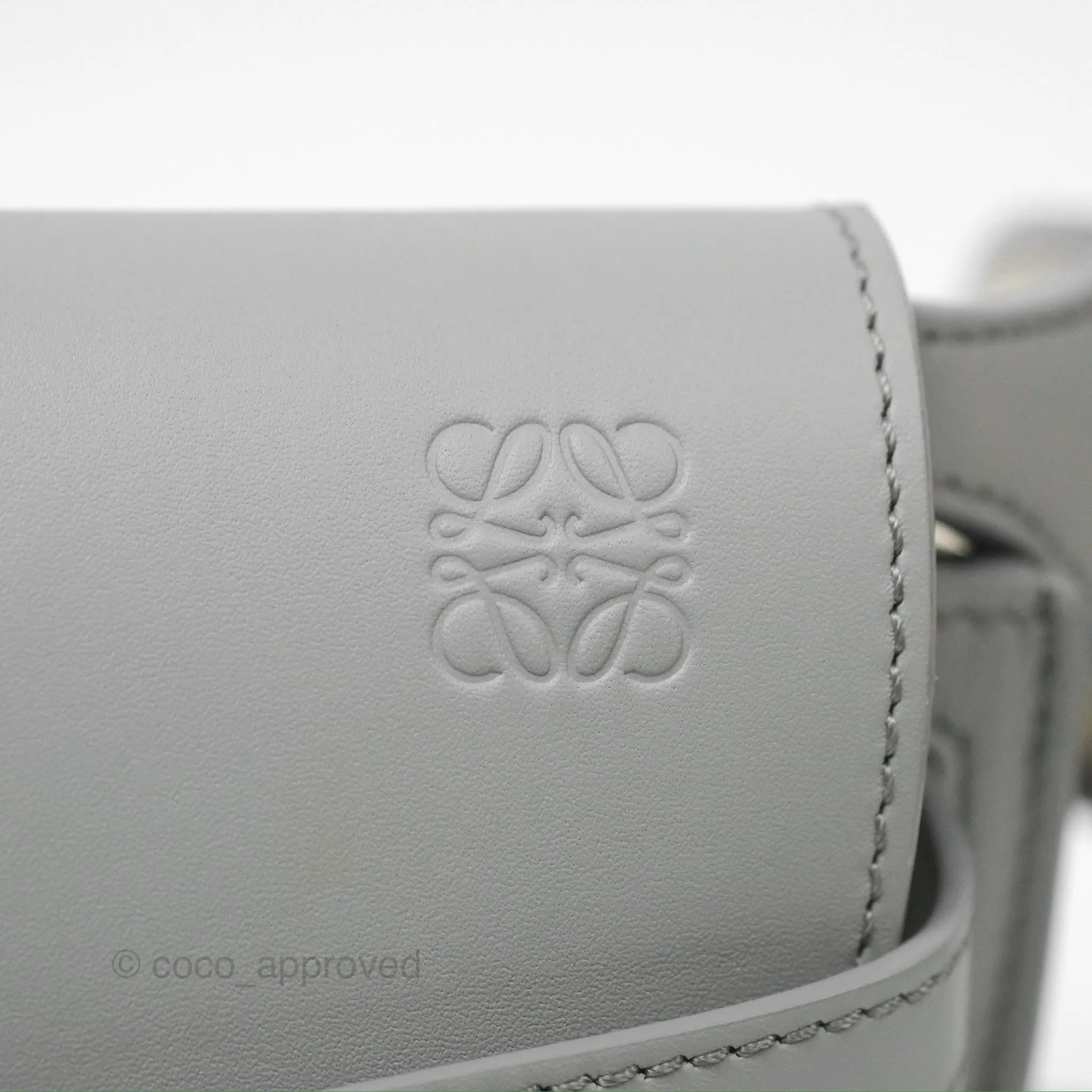 Loewe Mini Gate Dual Bag in Soft Calfskin & Jacquard Strap Light Grey