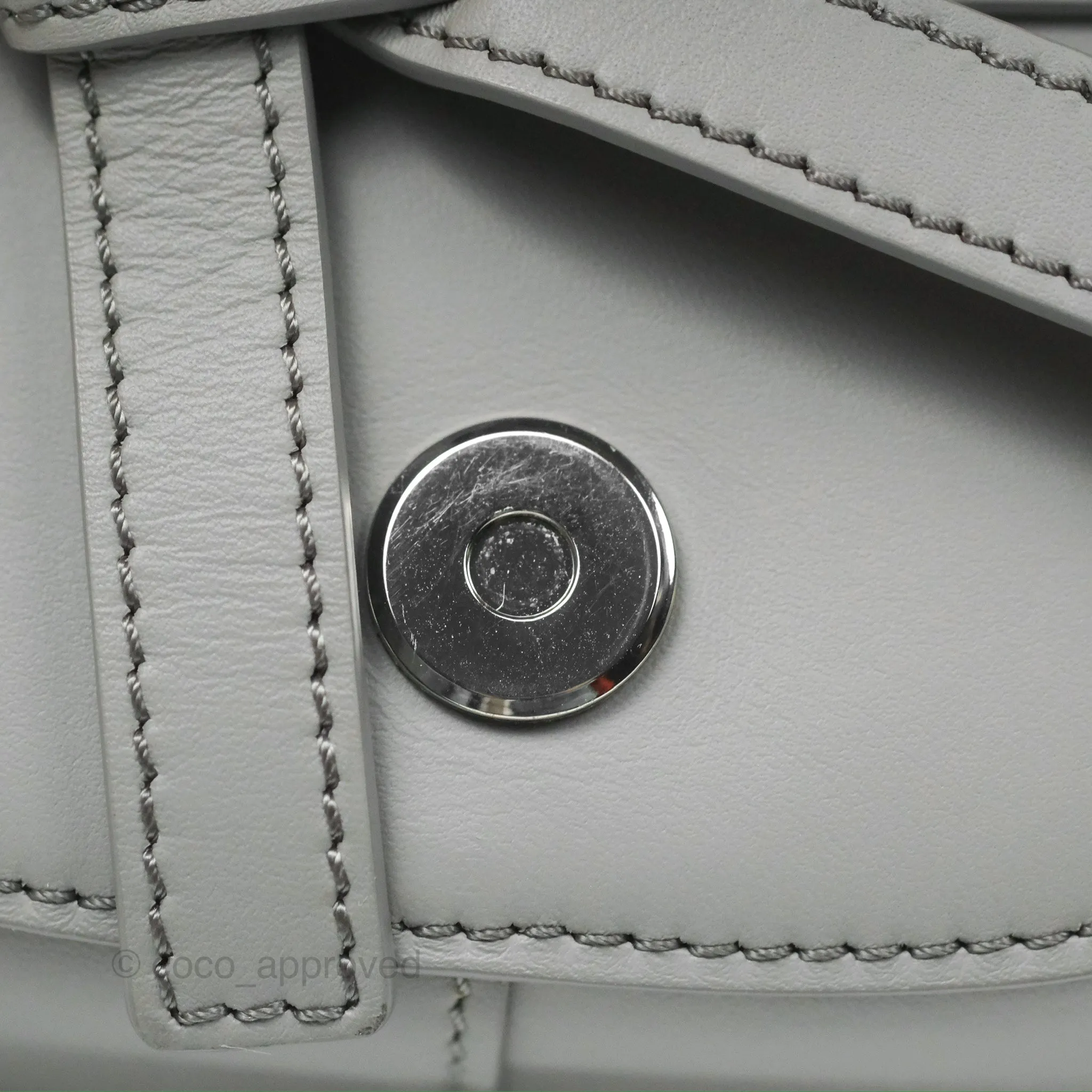 Loewe Mini Gate Dual Bag in Soft Calfskin & Jacquard Strap Light Grey