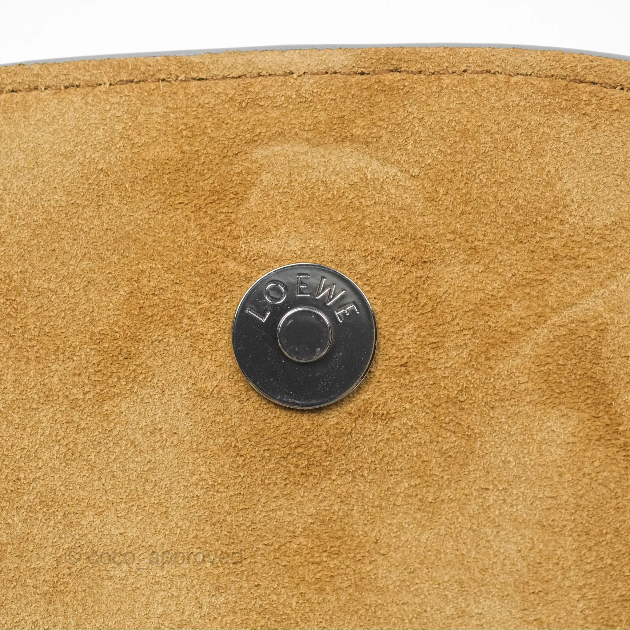 Loewe Mini Gate Dual Bag in Soft Calfskin & Jacquard Strap Light Grey