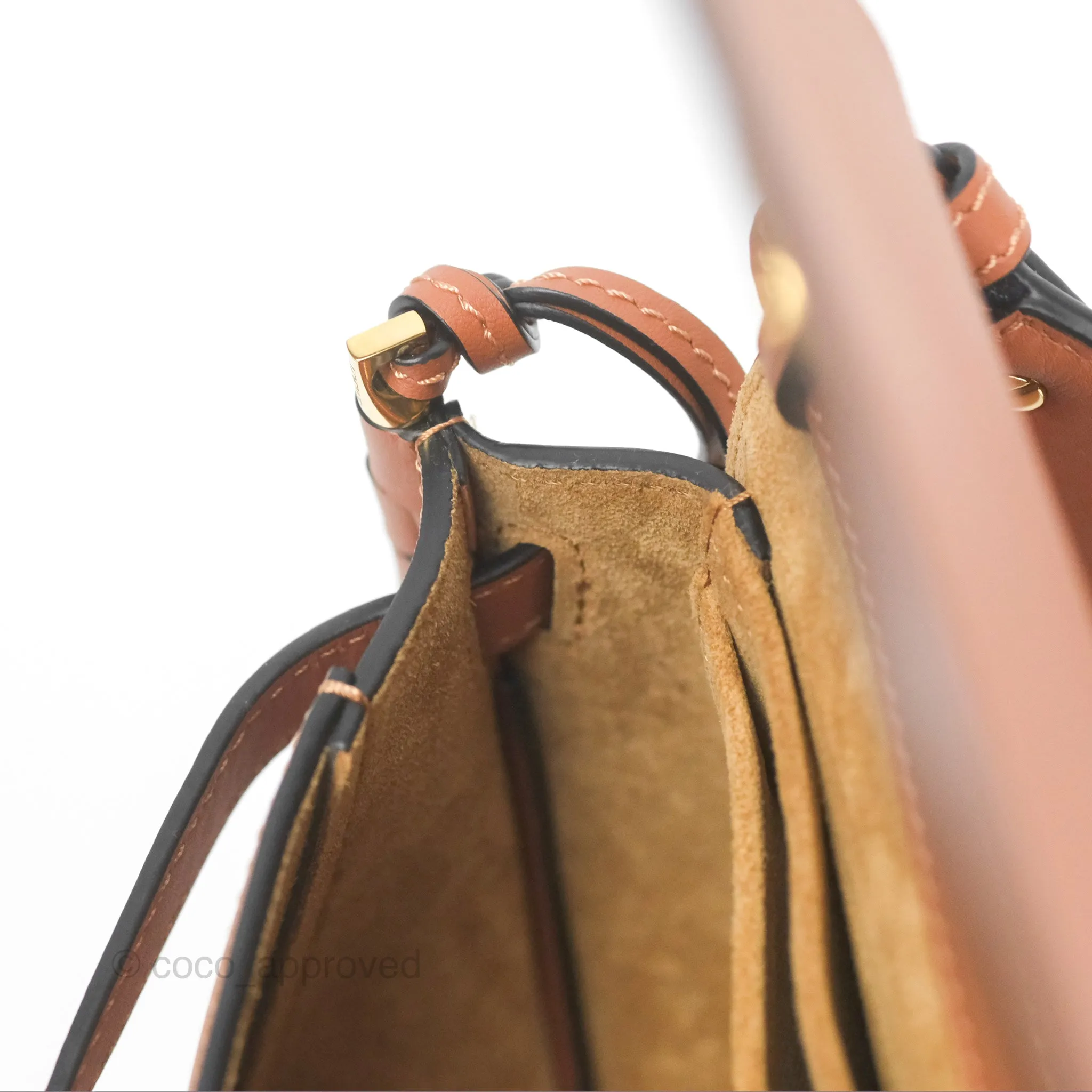 Loewe Mini Gate Dual Bag in Soft Calfskin & Jacquard Strap Tan