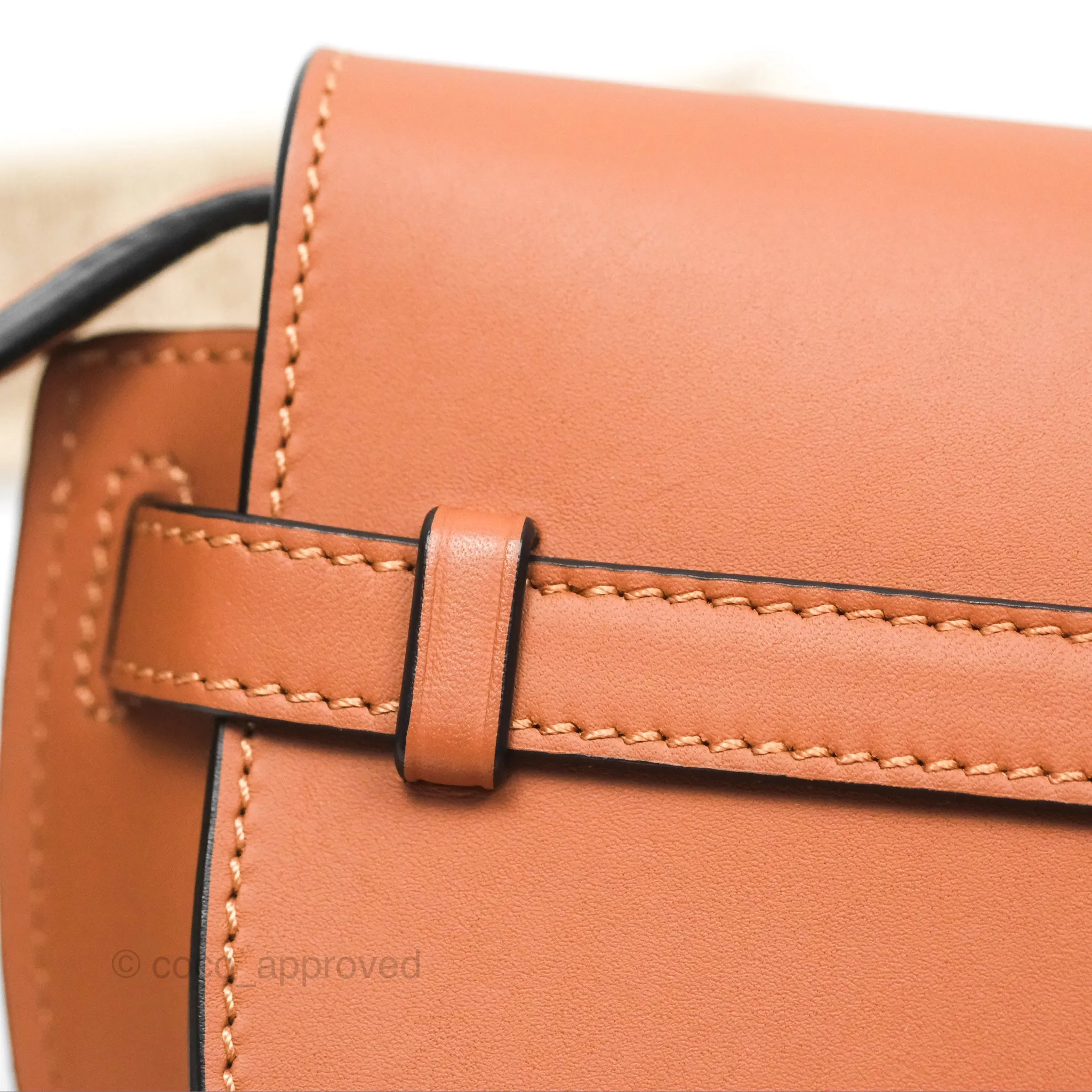 Loewe Mini Gate Dual Bag in Soft Calfskin & Jacquard Strap Tan
