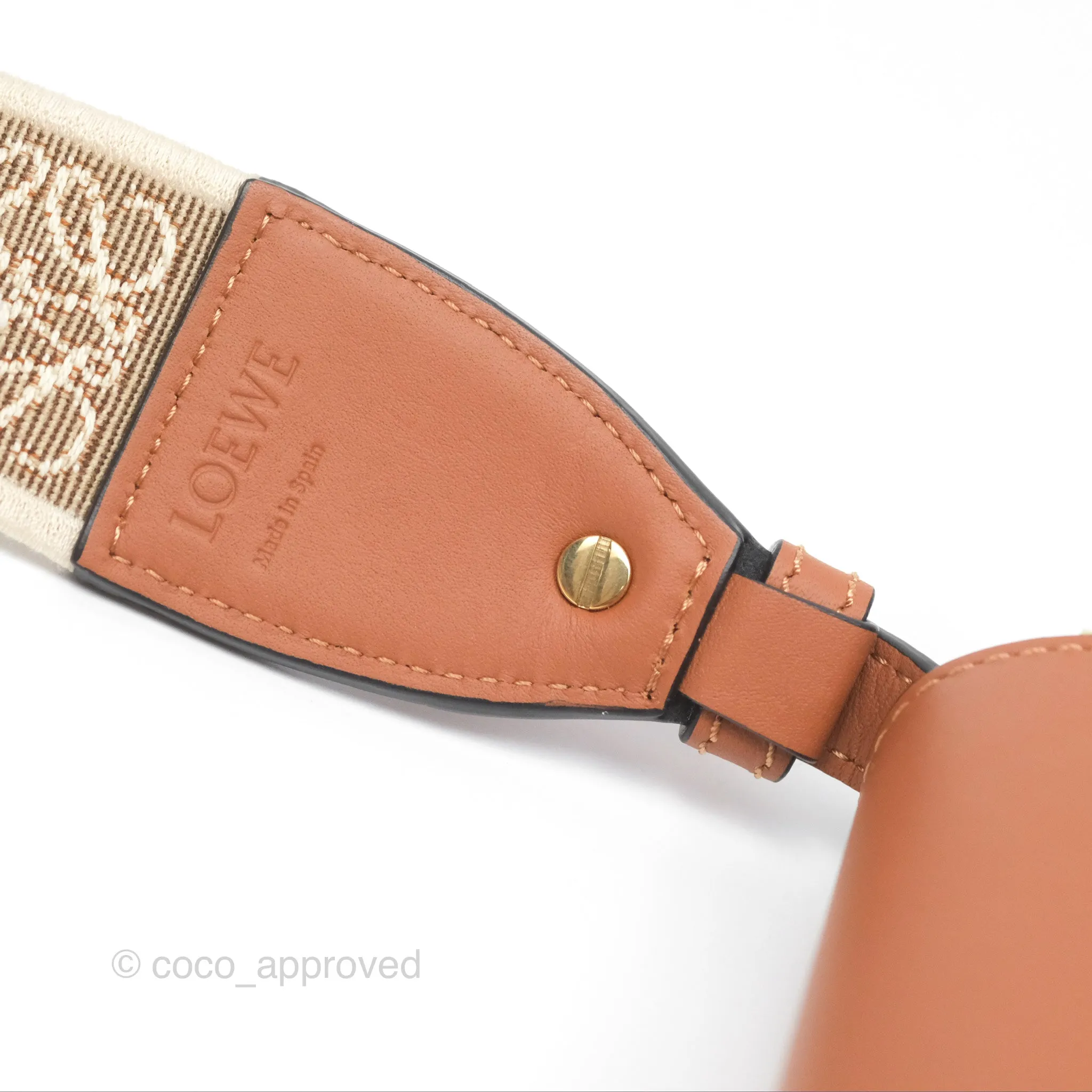 Loewe Mini Gate Dual Bag in Soft Calfskin & Jacquard Strap Tan