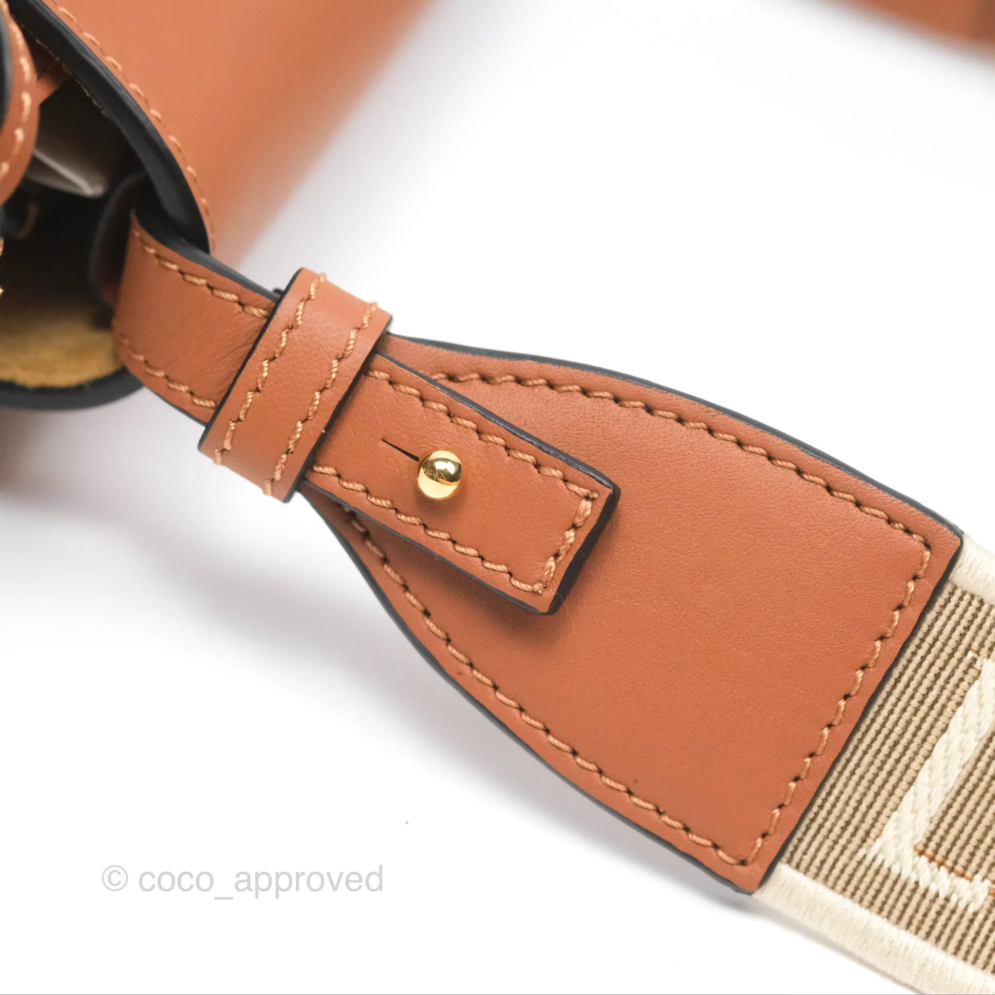 Loewe Mini Gate Dual Bag in Soft Calfskin & Jacquard Strap Tan