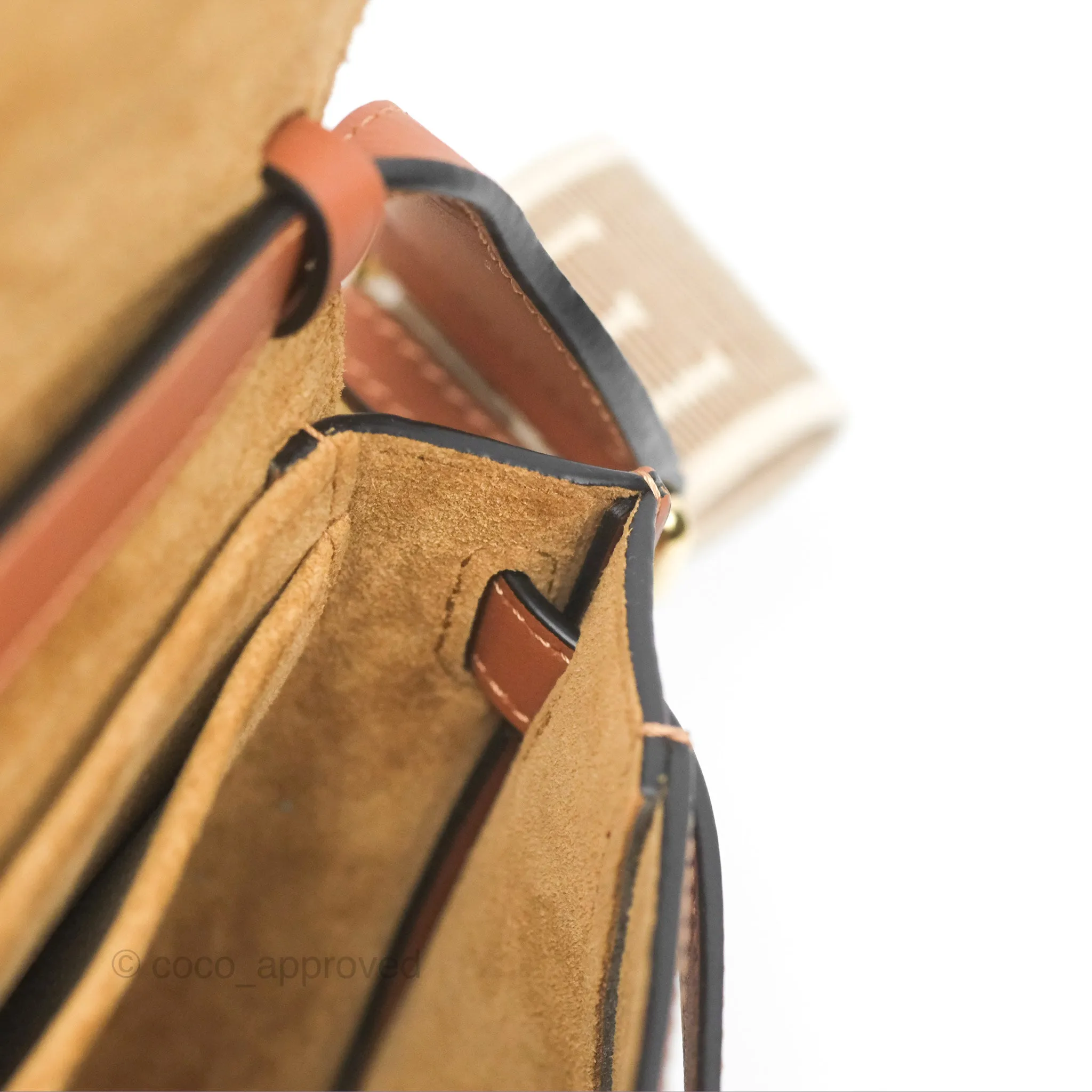 Loewe Mini Gate Dual Bag in Soft Calfskin & Jacquard Strap Tan