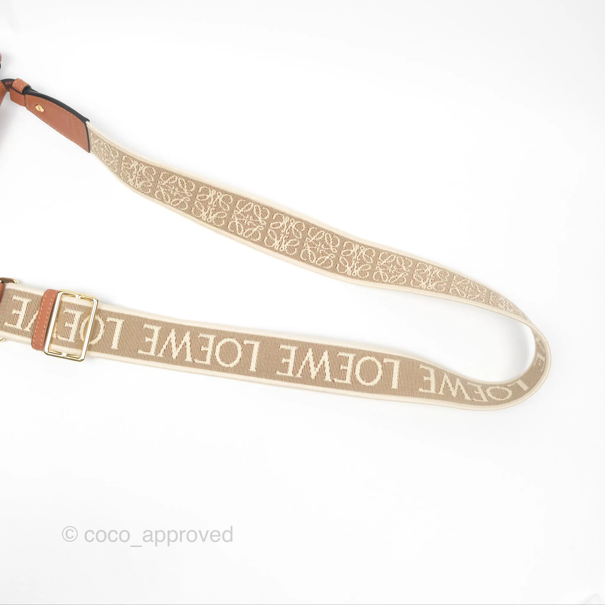 Loewe Mini Gate Dual Bag in Soft Calfskin & Jacquard Strap Tan